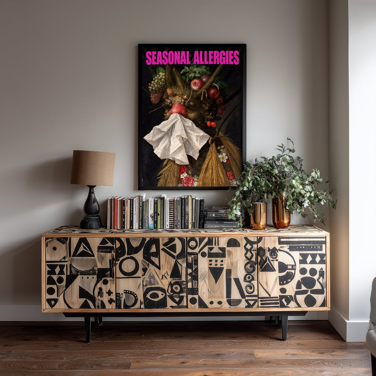 Seasonal Allergies Funny Art Print - Four Seasons in One Head by Arcimboldo Parody Poster - Altered Classic Painting - Hay Fever Gift