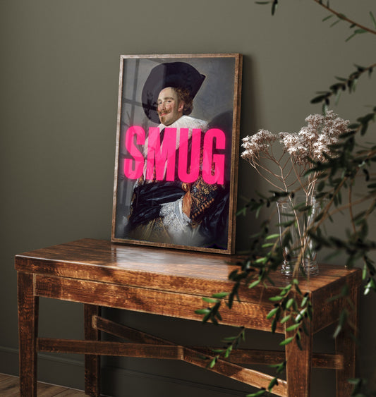 Smug Funny Art Print - The Laughing Cavalier by Frans Hals Parody Poster - Altered Classic Painting - Dad Gift