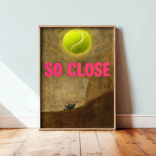 So Close Funny Art Print - The Dog by Goya Parody Poster - Altered Classic Painting - Dog Lover Gift