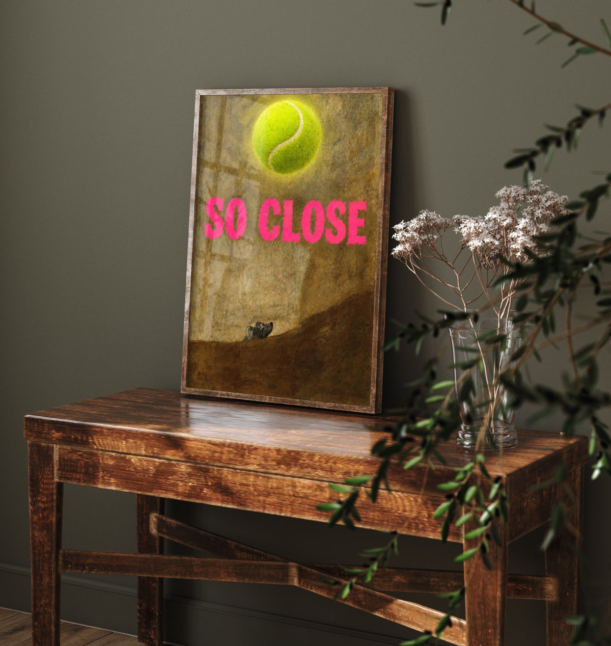 So Close Funny Art Print - The Dog by Goya Parody Poster - Altered Classic Painting - Dog Lover Gift