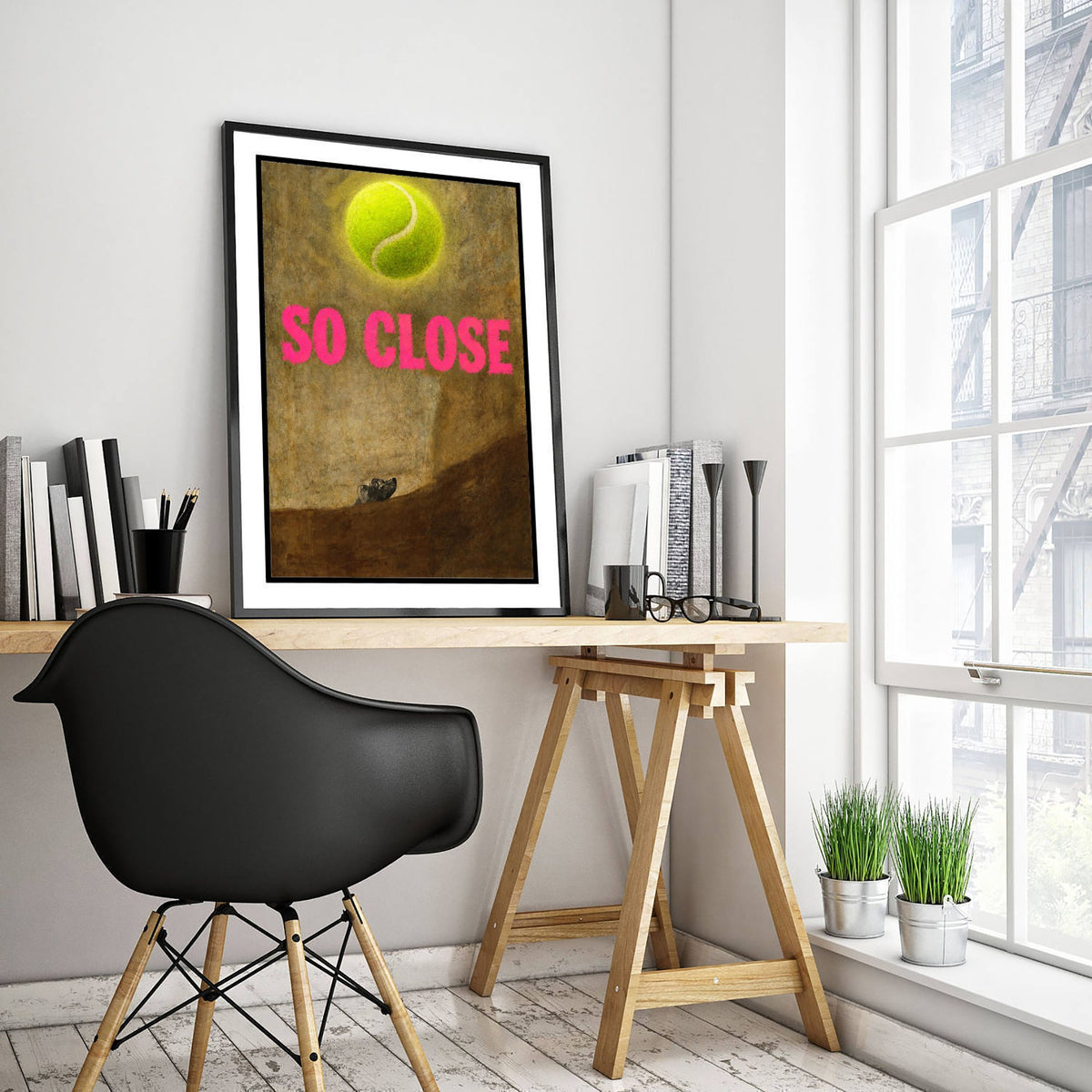 So Close Funny Art Print - The Dog by Goya Parody Poster - Altered Classic Painting - Dog Lover Gift