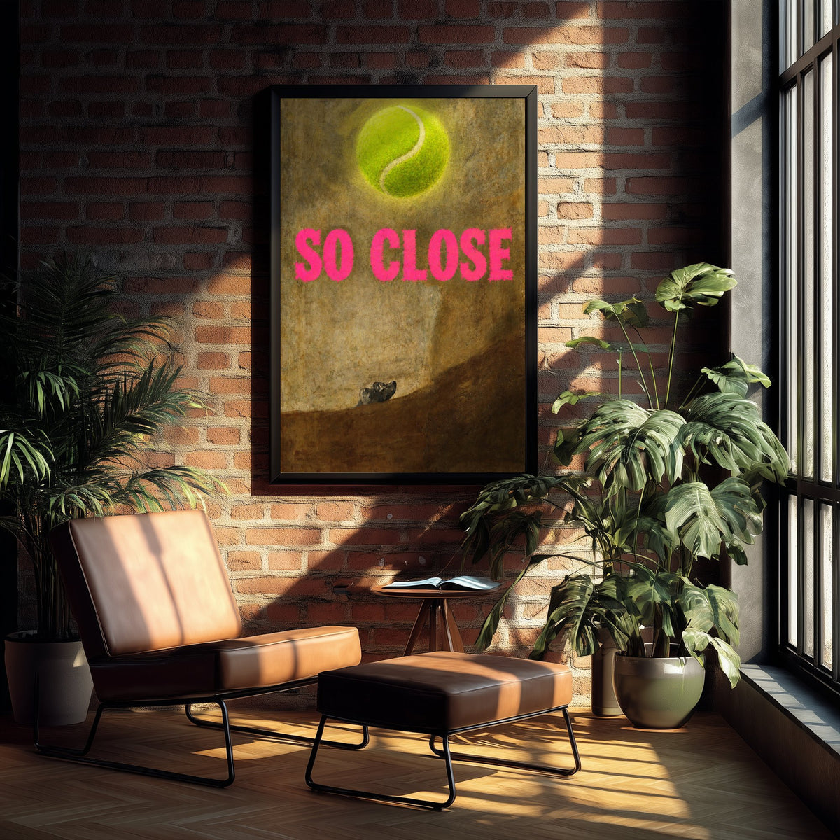 So Close Funny Art Print - The Dog by Goya Parody Poster - Altered Classic Painting - Dog Lover Gift