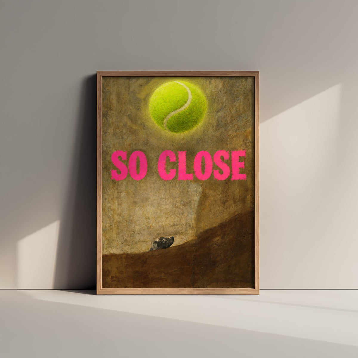 So Close Funny Art Print - The Dog by Goya Parody Poster - Altered Classic Painting - Dog Lover Gift