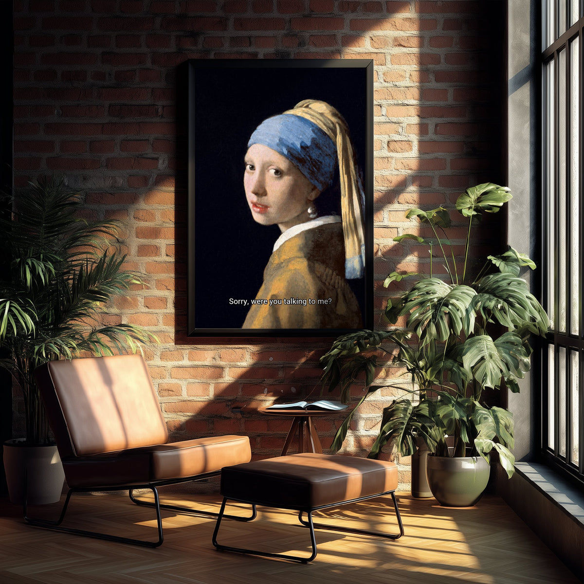 Sorry, Were You Talking to Me Funny Art Print - Girl with a Pearl Earring by Vermeer Parody Poster - Altered Classic Painting - Teen Gift