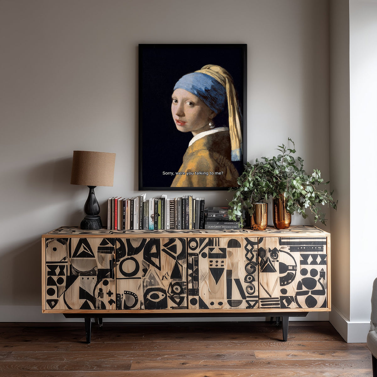 Sorry, Were You Talking to Me Funny Art Print - Girl with a Pearl Earring by Vermeer Parody Poster - Altered Classic Painting - Teen Gift