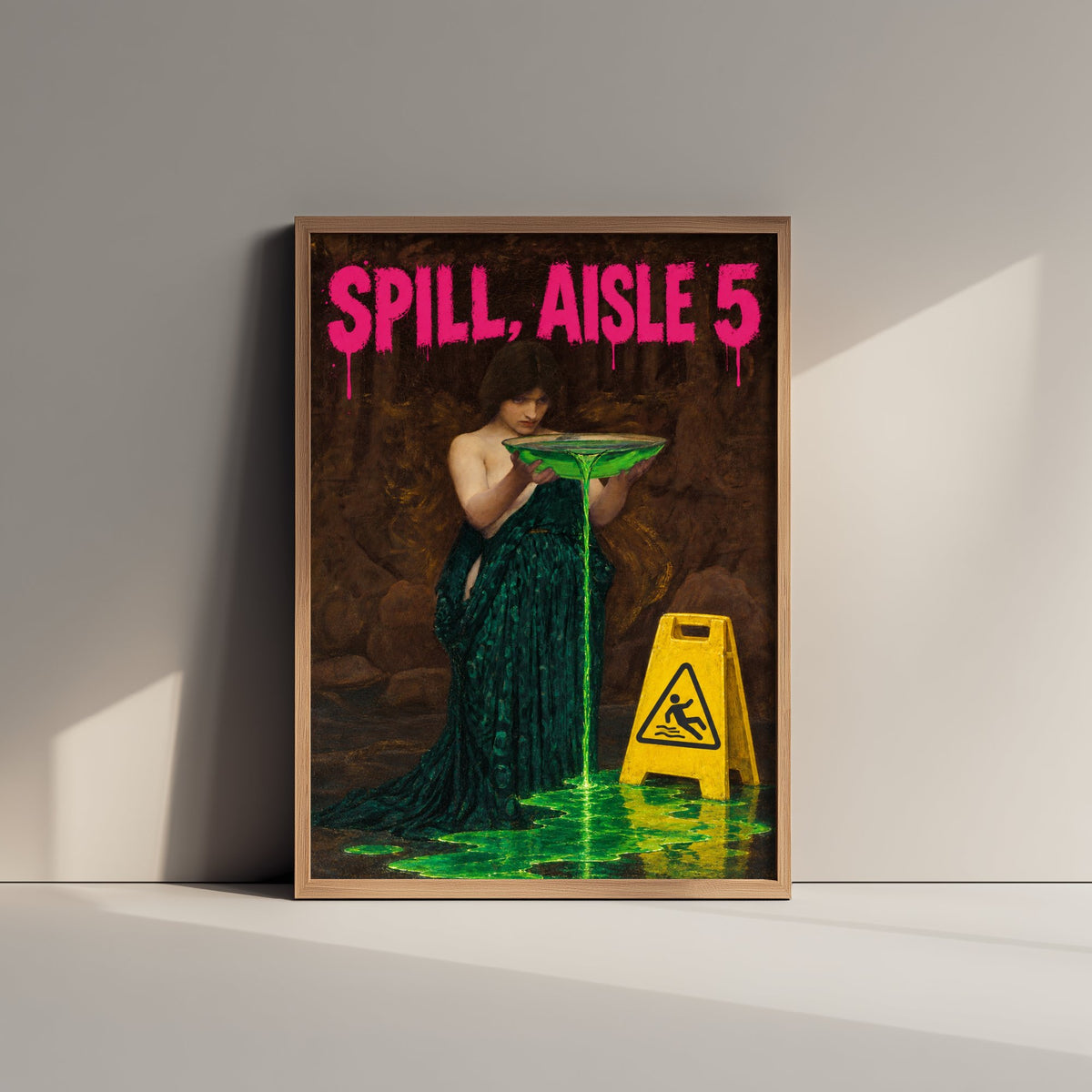 Spill Aisle 5 Funny Art Print - Circe Invidiosa by Waterhouse Parody Poster - Altered Classic Painting - Retail Worker Gift
