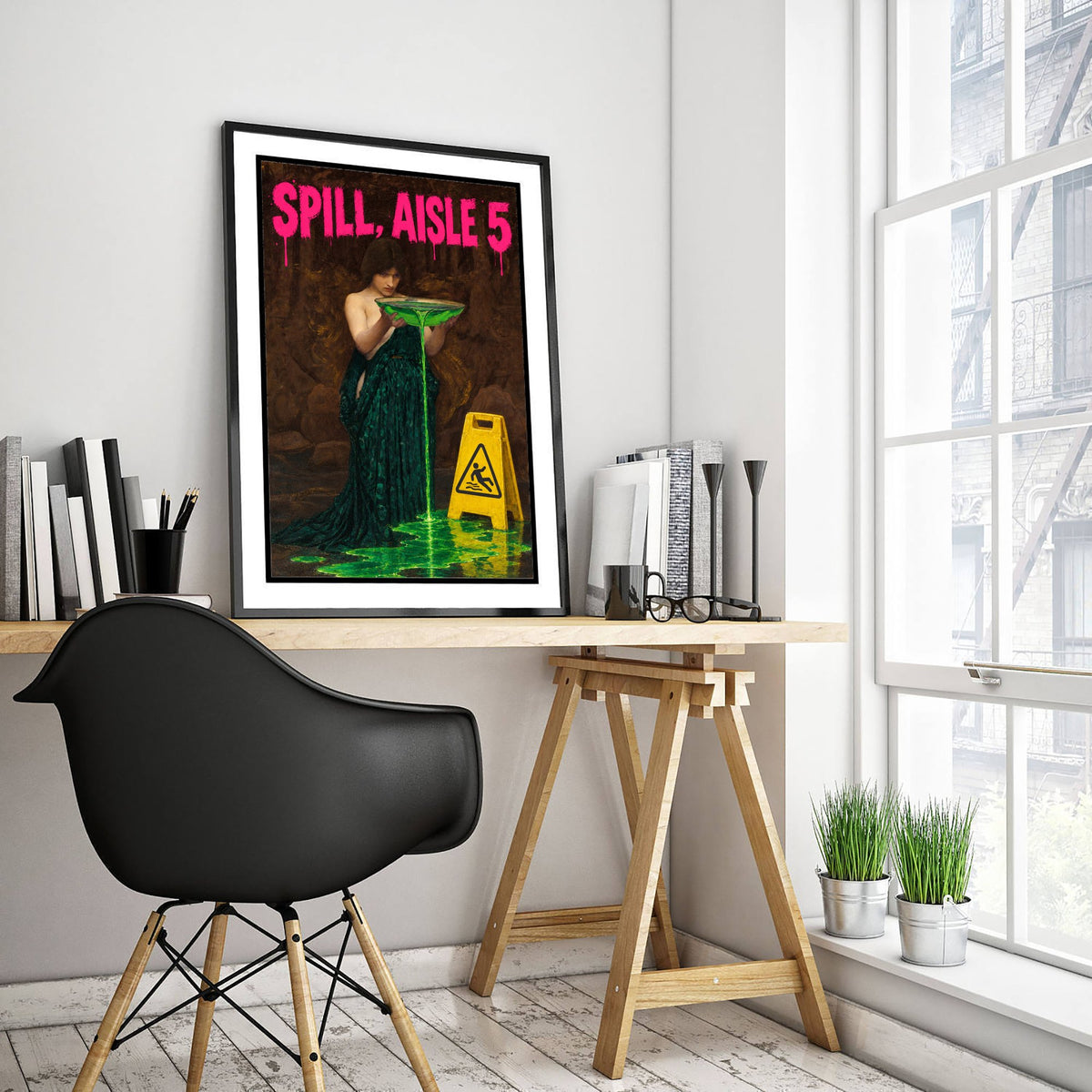 Spill Aisle 5 Funny Art Print - Circe Invidiosa by Waterhouse Parody Poster - Altered Classic Painting - Retail Worker Gift