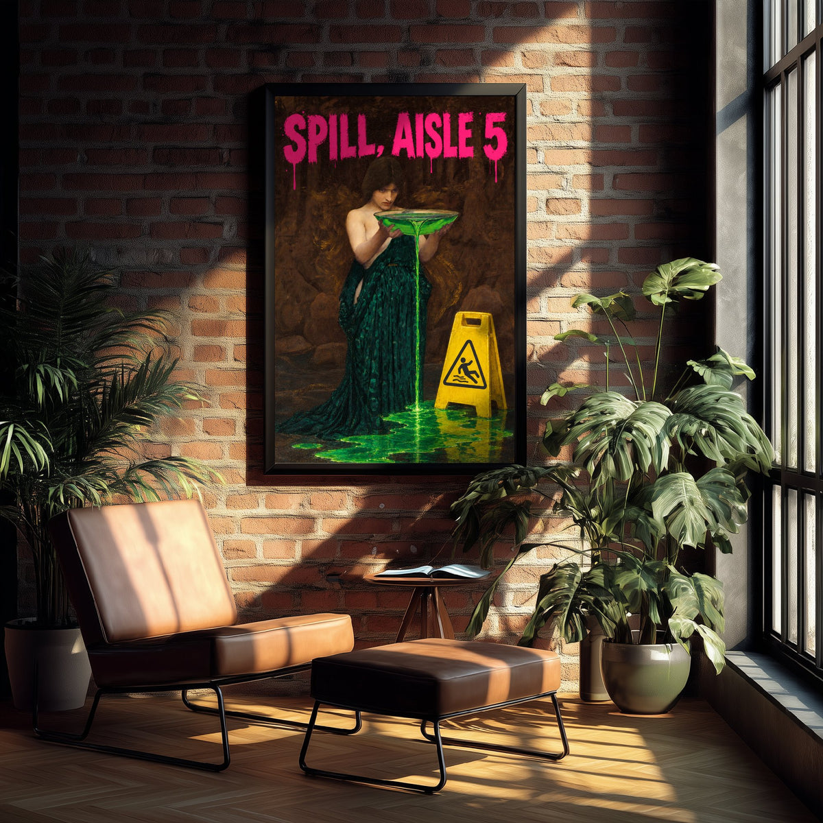 Spill Aisle 5 Funny Art Print - Circe Invidiosa by Waterhouse Parody Poster - Altered Classic Painting - Retail Worker Gift