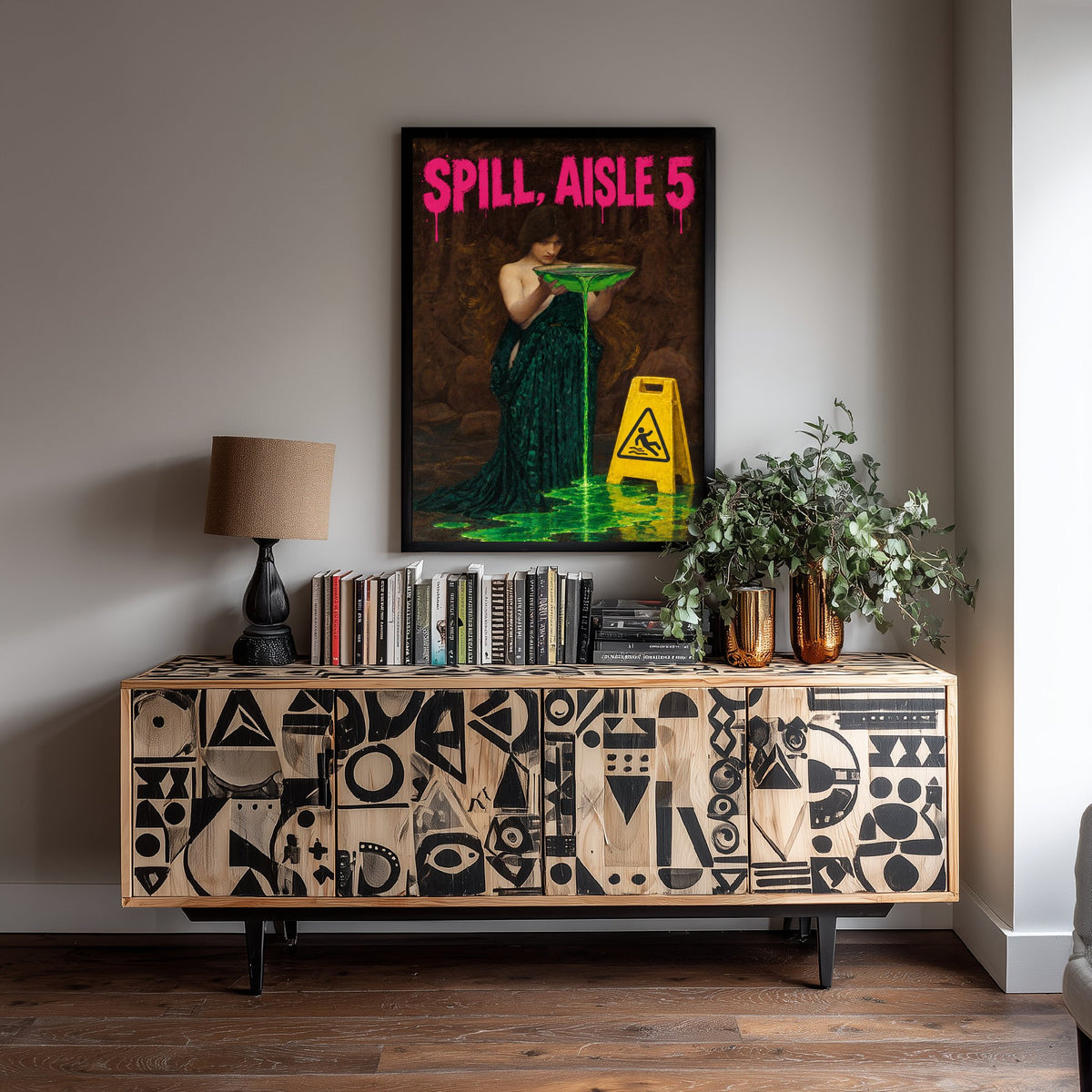 Spill Aisle 5 Funny Art Print - Circe Invidiosa by Waterhouse Parody Poster - Altered Classic Painting - Retail Worker Gift