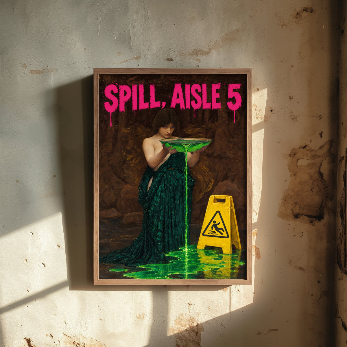Spill Aisle 5 Funny Art Print - Circe Invidiosa by Waterhouse Parody Poster - Altered Classic Painting - Retail Worker Gift