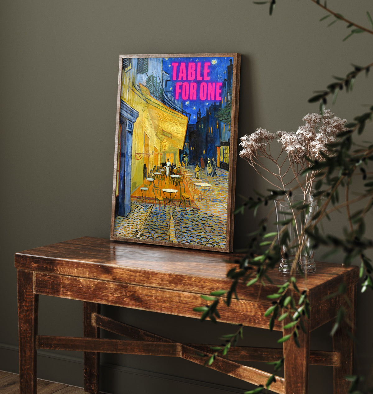 Table for One Funny Art Print - Cafe Terrace at Night by Van Gogh Parody Poster - Altered Classic Painting - Solo Traveller Gift