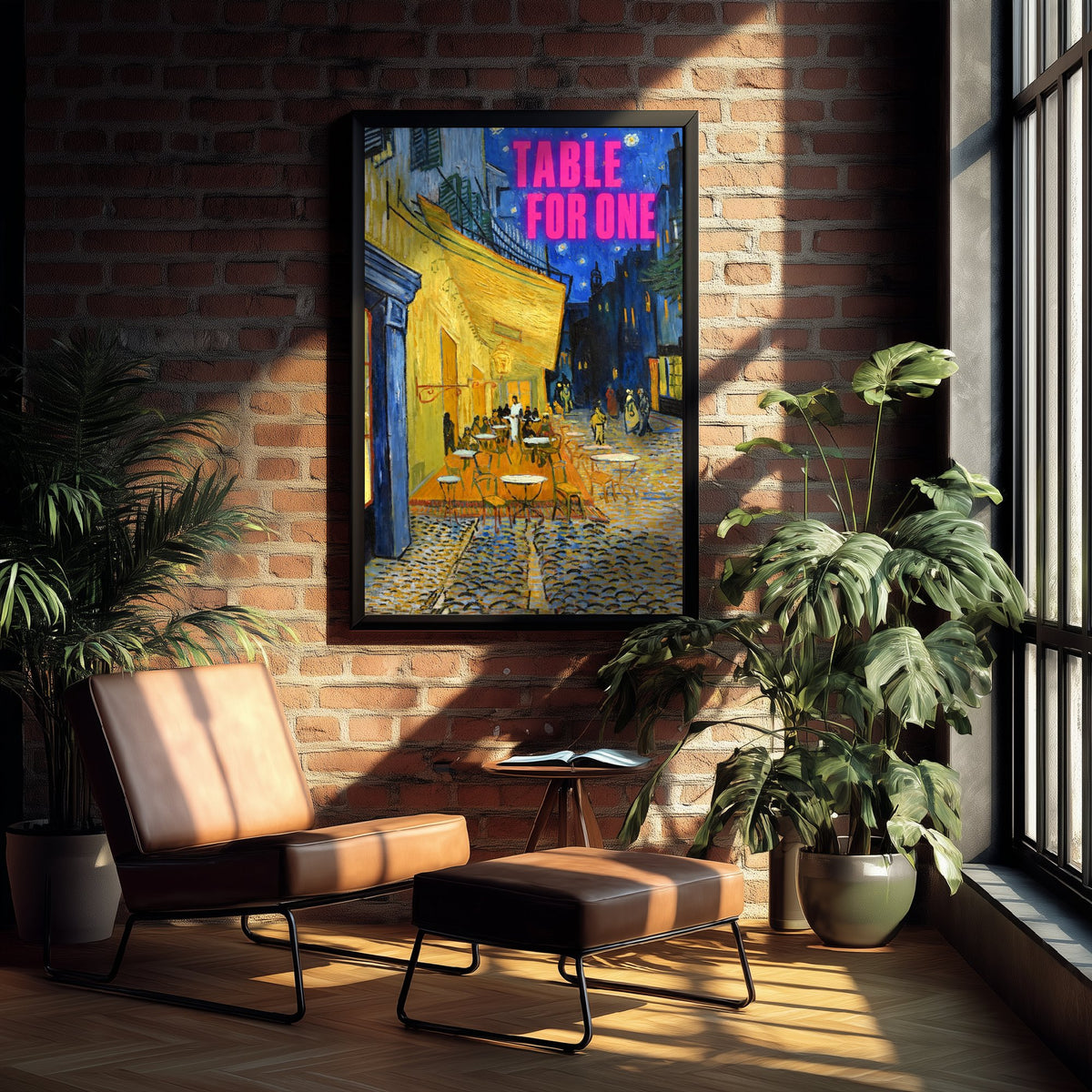 Table for One Funny Art Print - Cafe Terrace at Night by Van Gogh Parody Poster - Altered Classic Painting - Solo Traveller Gift
