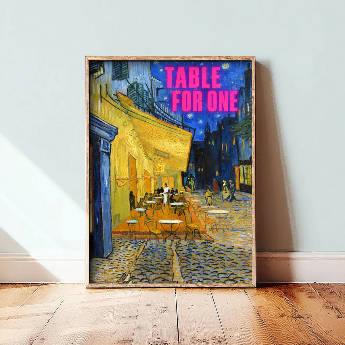 Table for One Funny Art Print - Cafe Terrace at Night by Van Gogh Parody Poster - Altered Classic Painting - Solo Traveller Gift