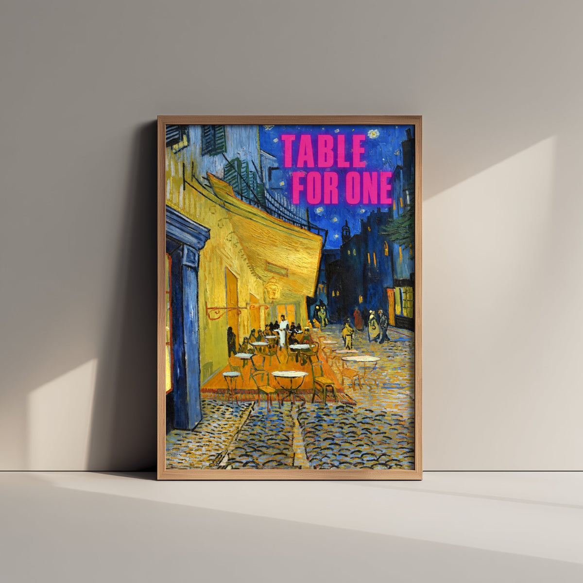 Table for One Funny Art Print - Cafe Terrace at Night by Van Gogh Parody Poster - Altered Classic Painting - Solo Traveller Gift