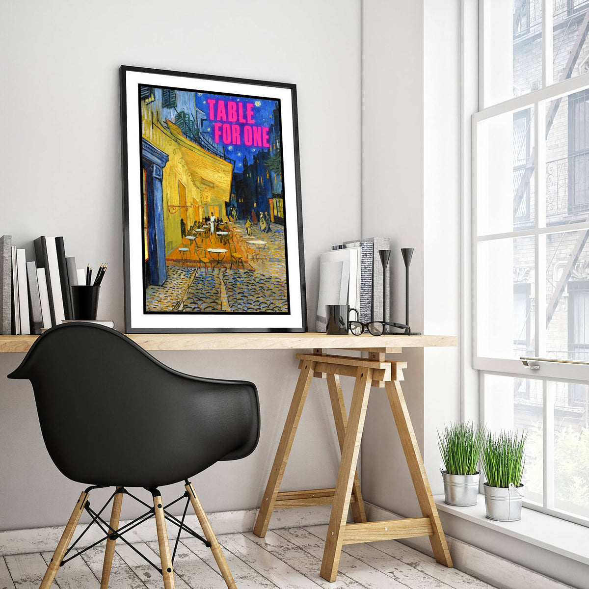 Table for One Funny Art Print - Cafe Terrace at Night by Van Gogh Parody Poster - Altered Classic Painting - Solo Traveller Gift