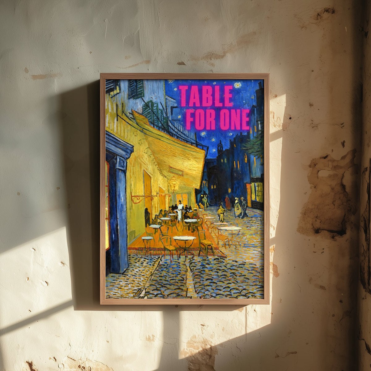 Table for One Funny Art Print - Cafe Terrace at Night by Van Gogh Parody Poster - Altered Classic Painting - Solo Traveller Gift