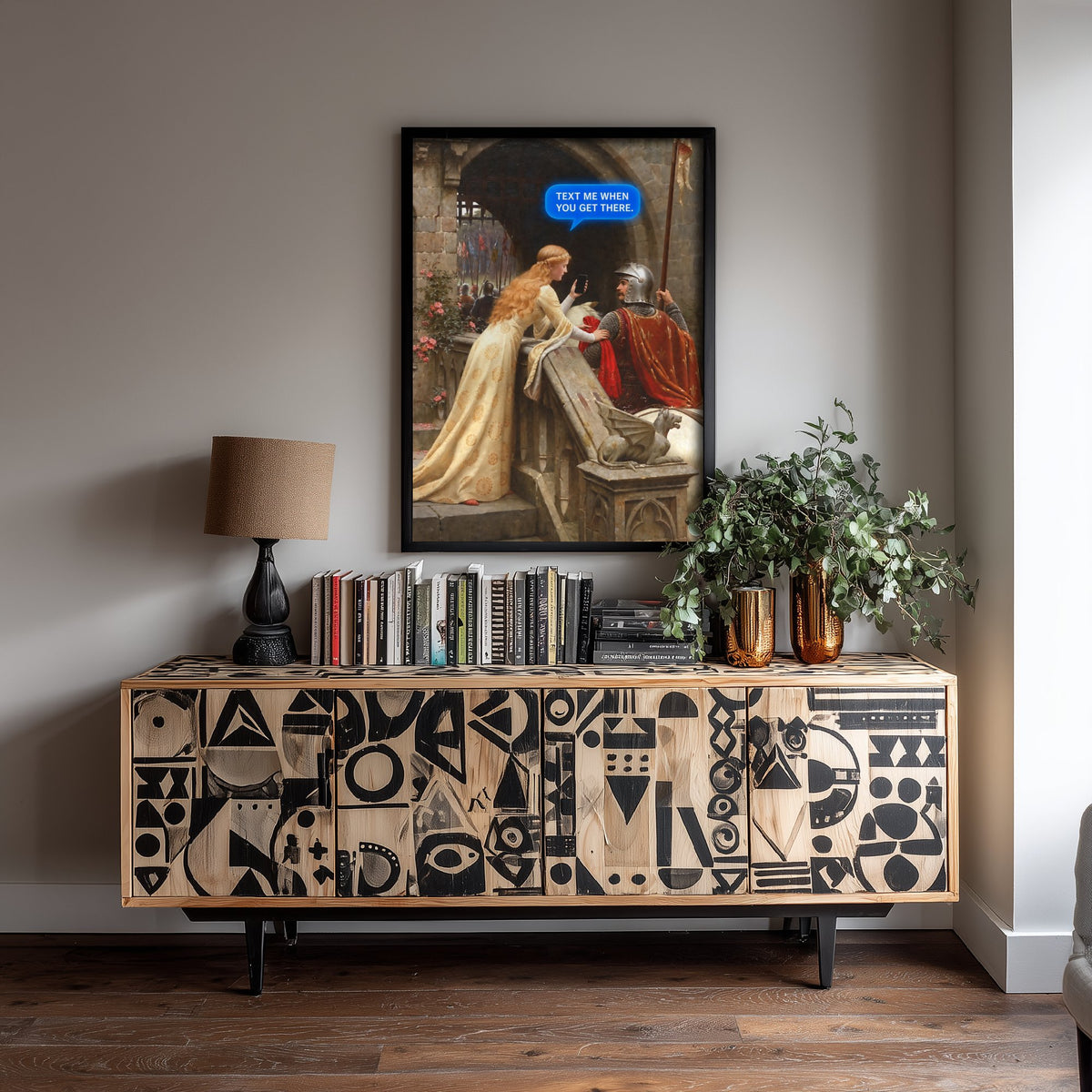 Text Me When You Get There Funny Art Print - God Speed by Edmund Blair Leighton Parody Poster - Altered Classic Painting - Mum Gift