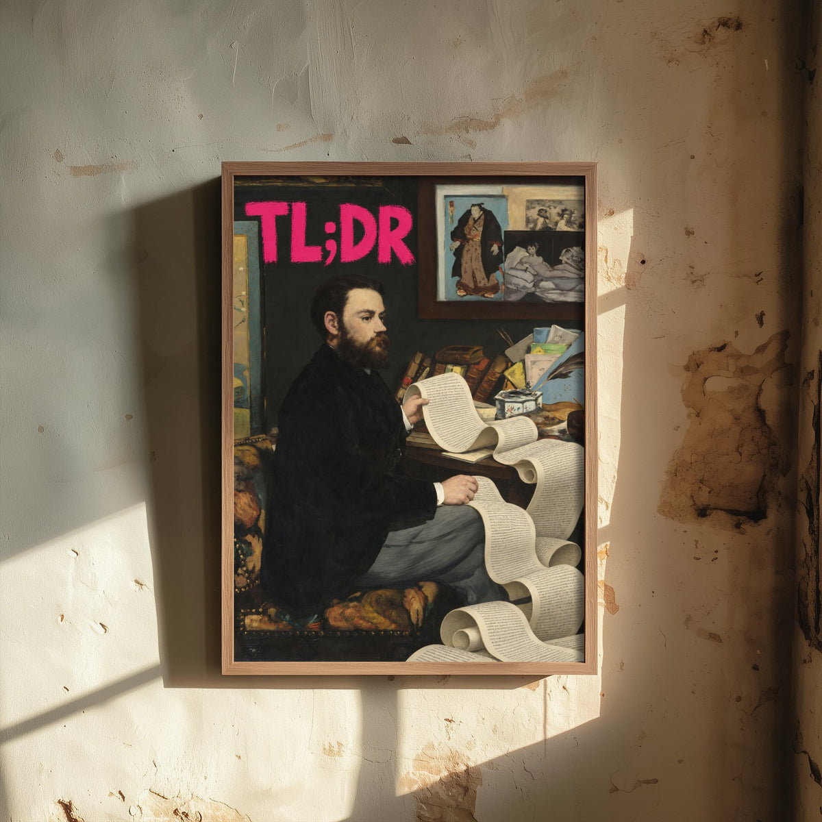 TL;DR Funny Art Print - Portrait of Emile Zola by Manet Parody Poster - Altered Classic Painting - Writer Gift