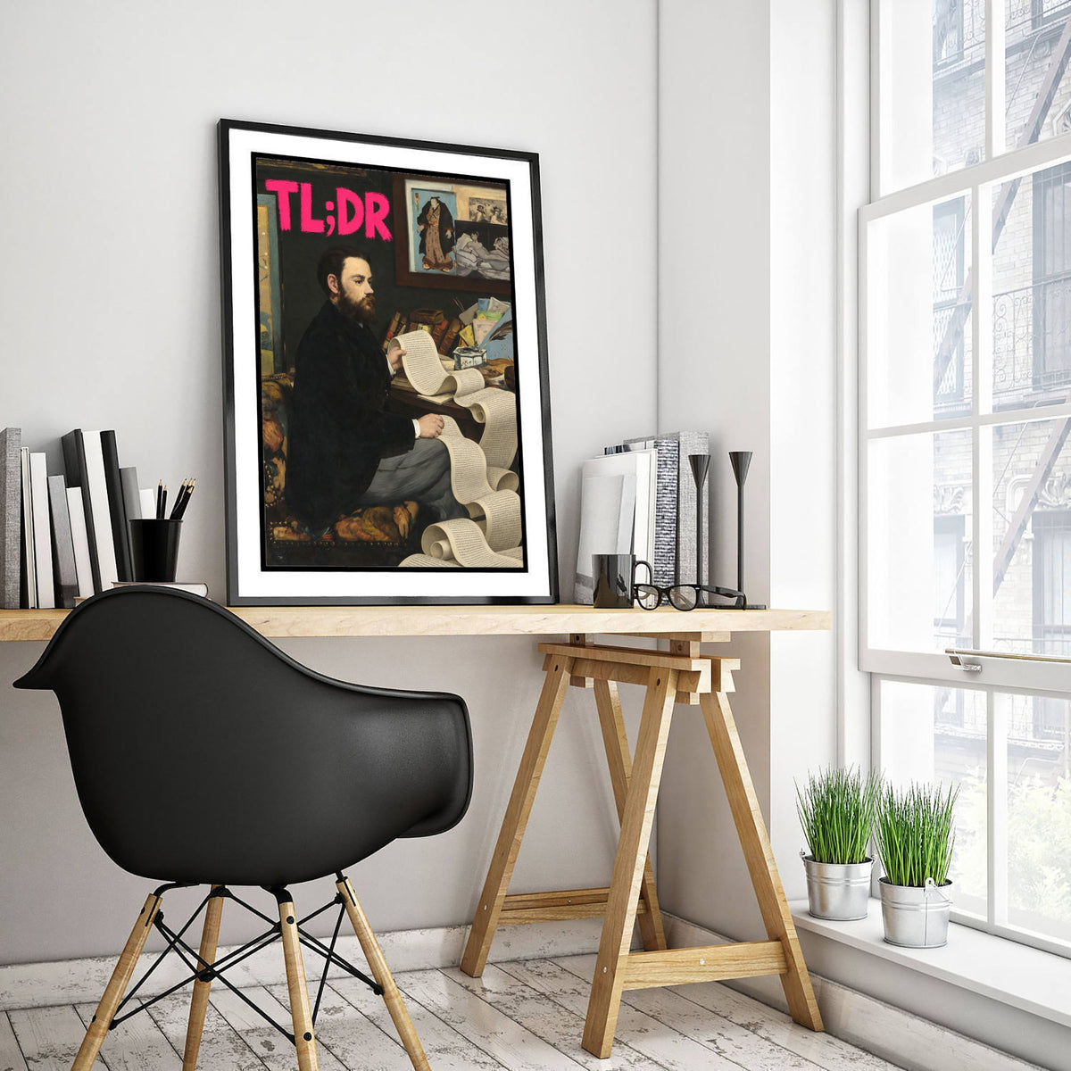TL;DR Funny Art Print - Portrait of Emile Zola by Manet Parody Poster - Altered Classic Painting - Writer Gift