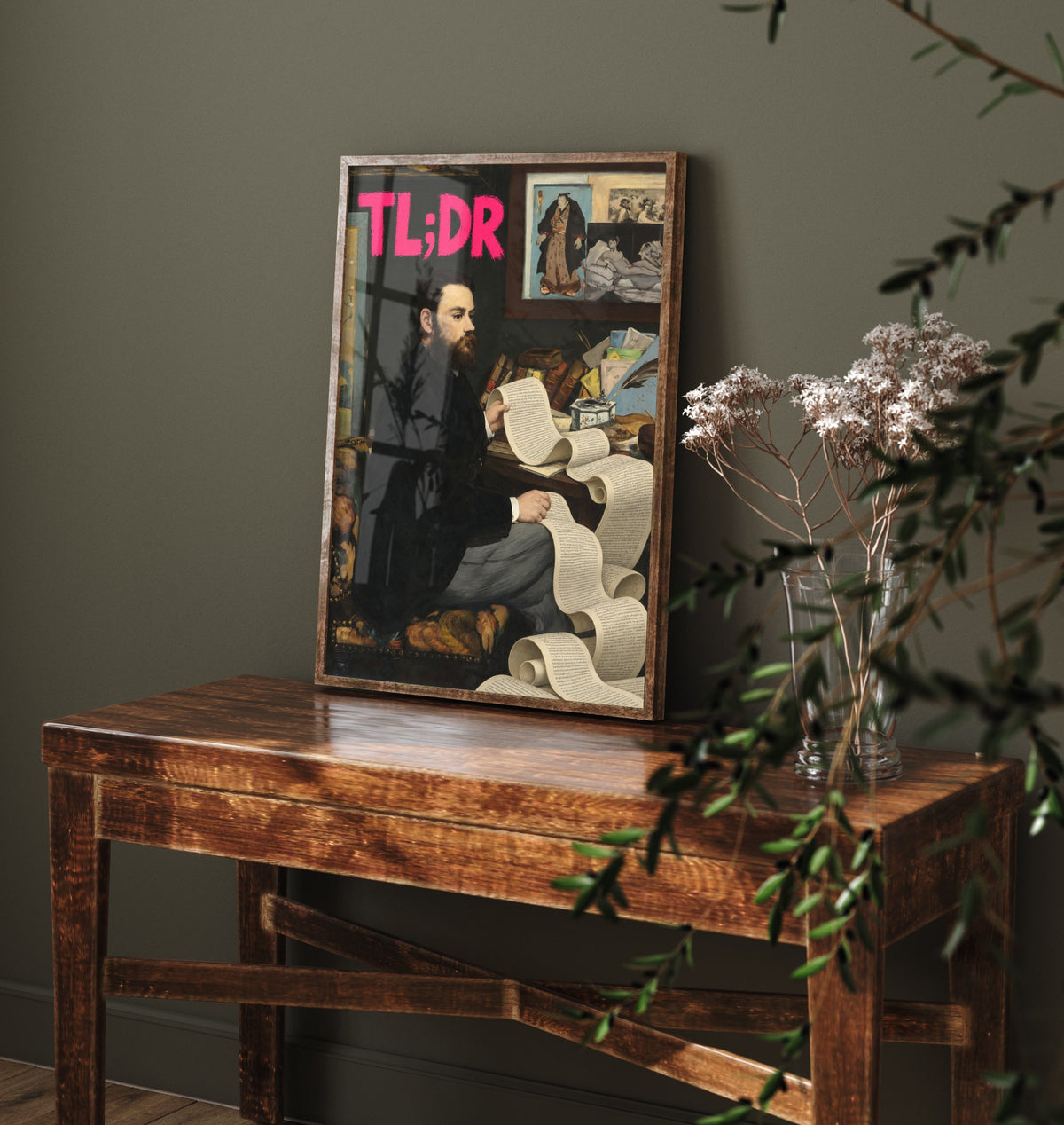 TL;DR Funny Art Print - Portrait of Emile Zola by Manet Parody Poster - Altered Classic Painting - Writer Gift