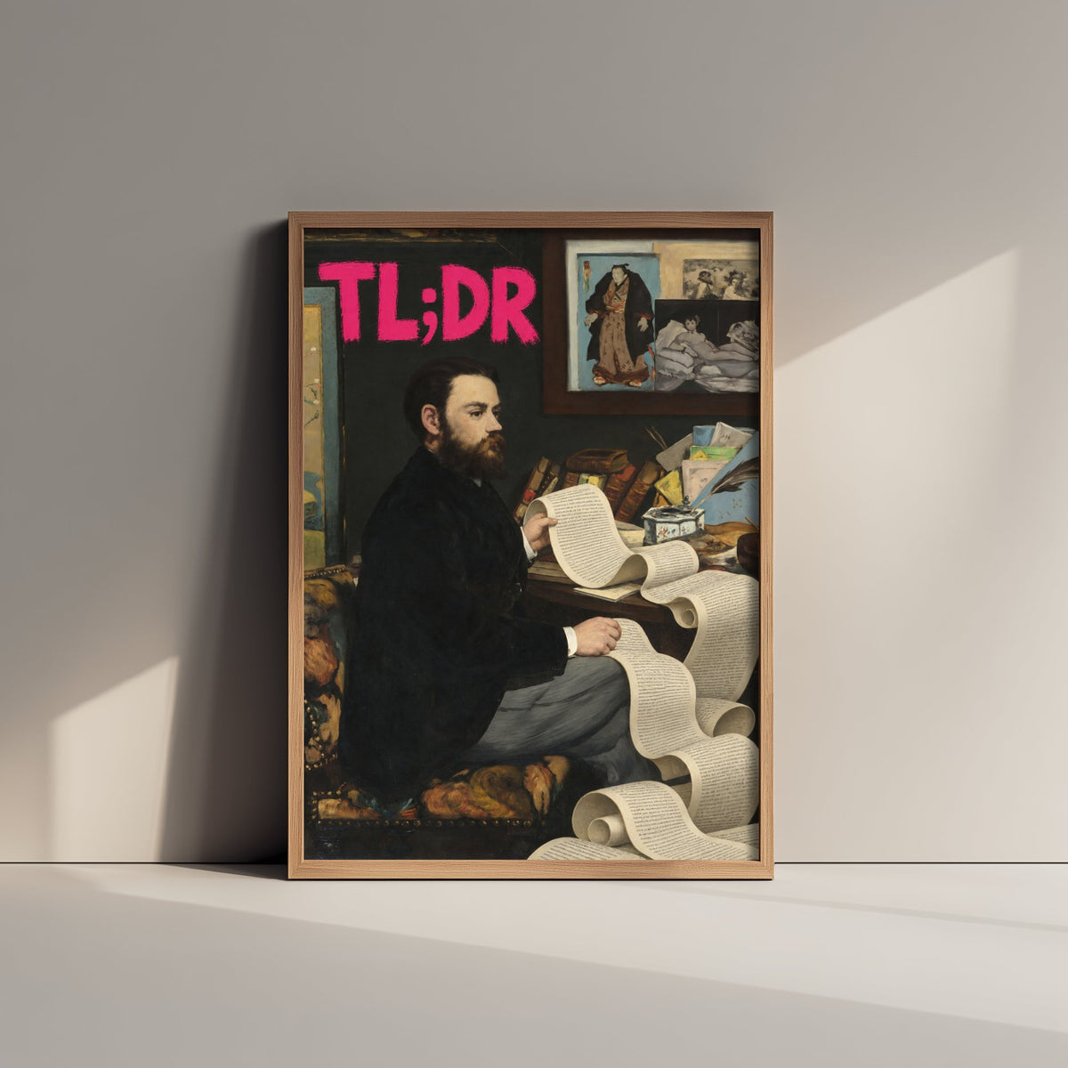 TL;DR Funny Art Print - Portrait of Emile Zola by Manet Parody Poster - Altered Classic Painting - Writer Gift