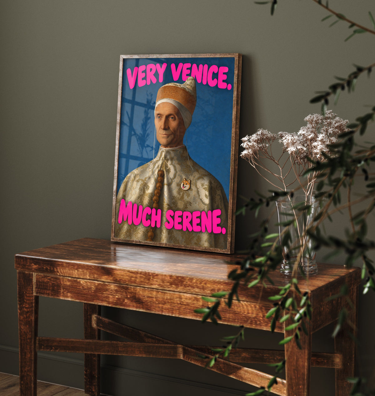 Very Venice Much Serene Funny Art Print - Doge Leonardo Loredan by Bellini Parody Poster - Altered Classic Painting - Venice Lover Gift