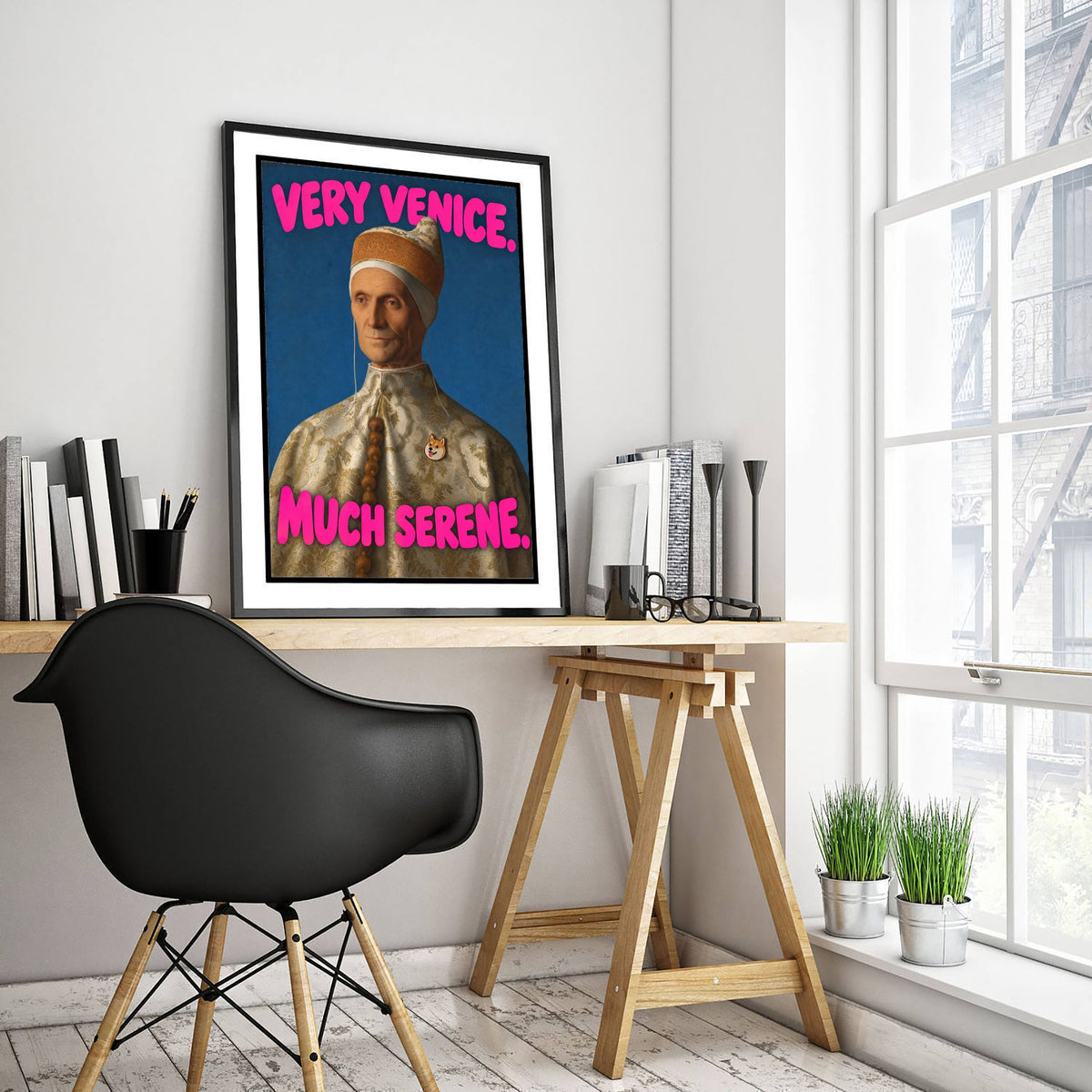 Very Venice Much Serene Funny Art Print - Doge Leonardo Loredan by Bellini Parody Poster - Altered Classic Painting - Venice Lover Gift