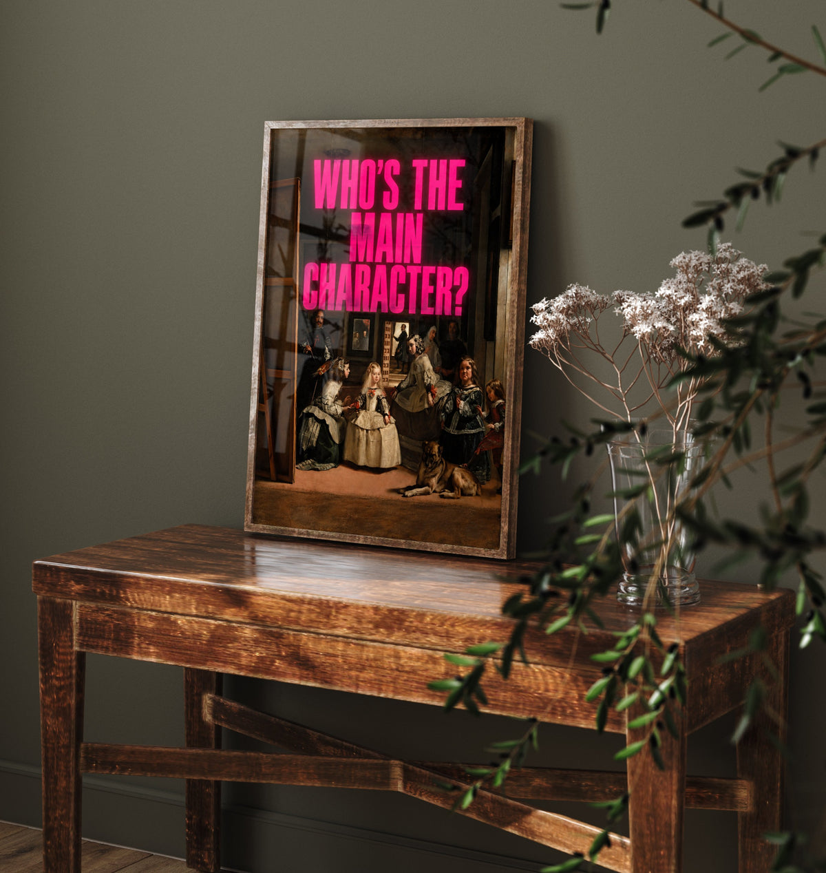 Who's the Main Character Funny Art Print - Las Meninas by Velazquez Parody Poster - Altered Classic Painting - Art Lover Gift