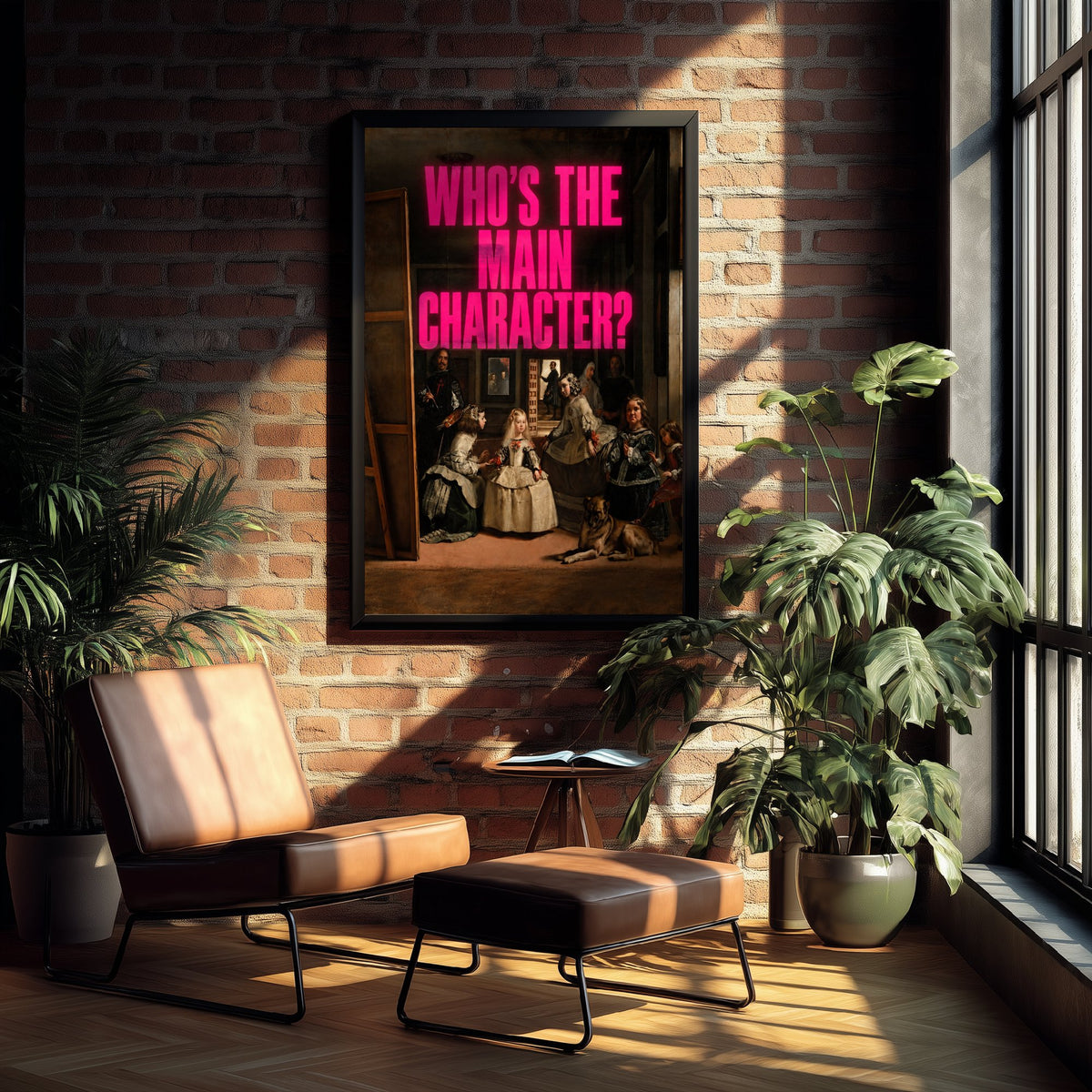 Who's the Main Character Funny Art Print - Las Meninas by Velazquez Parody Poster - Altered Classic Painting - Art Lover Gift