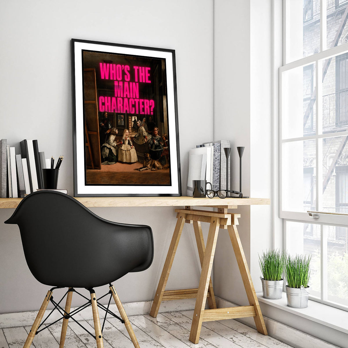 Who's the Main Character Funny Art Print - Las Meninas by Velazquez Parody Poster - Altered Classic Painting - Art Lover Gift