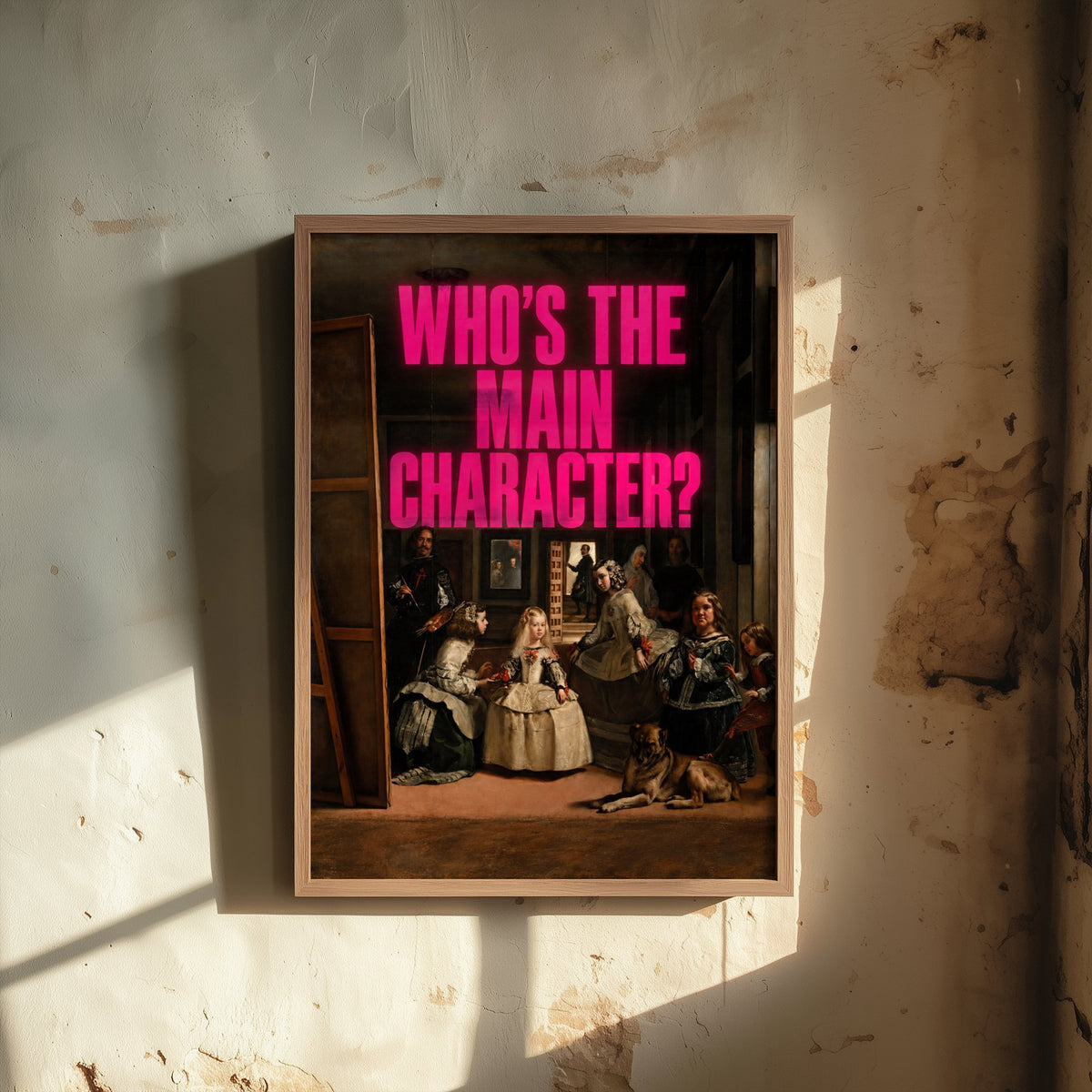 Who's the Main Character Funny Art Print - Las Meninas by Velazquez Parody Poster - Altered Classic Painting - Art Lover Gift
