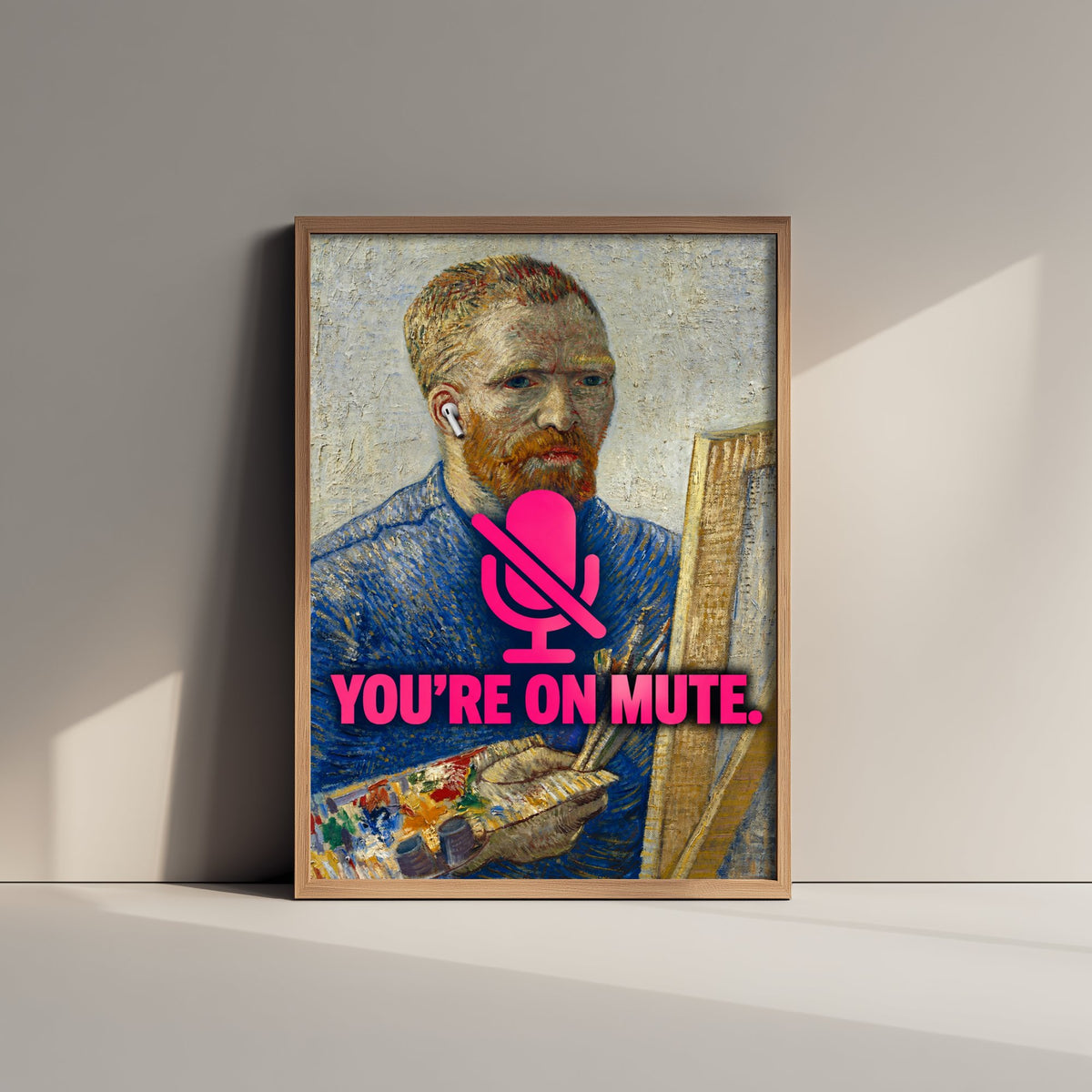 You're on Mute Funny Art Print - Self-Portrait as a Painter by Van Gogh Parody Poster - Altered Classic Painting - Remote Worker Gift