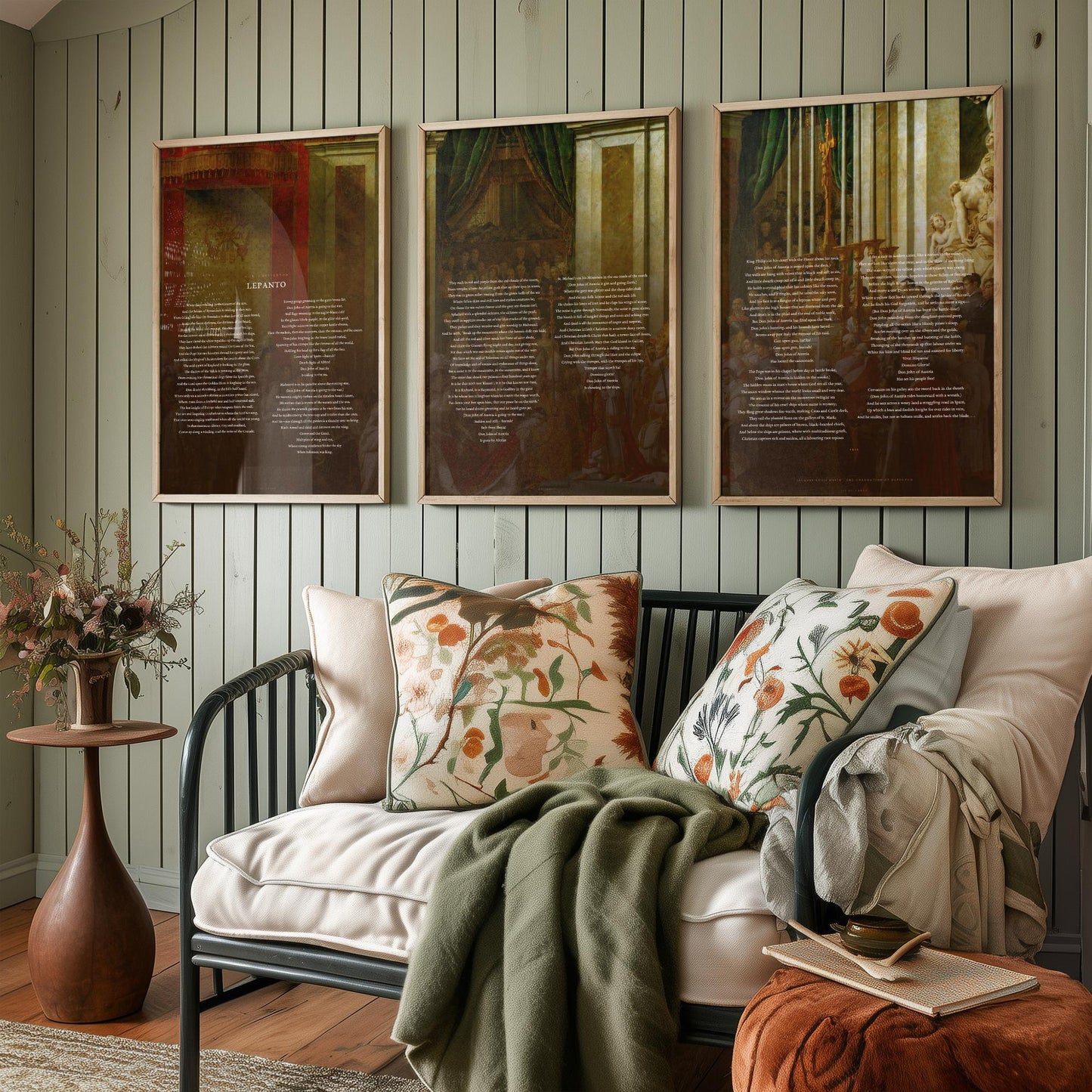 Lepanto by G K Chesterton Set of Three Art Prints - Full Poem over Jacques Louis David Coronation Painting - Epic Poetry Poster Triptych