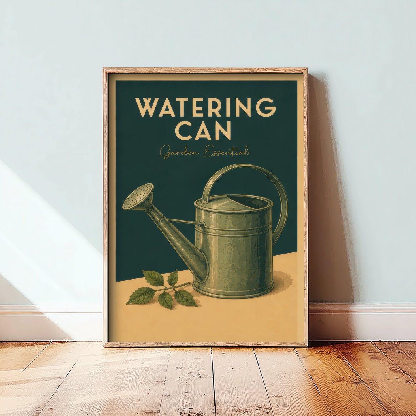Vintage Watering Can Art Print - Garden Essential Poster - Botanical Illustration - Gardener Wall Art 1/3