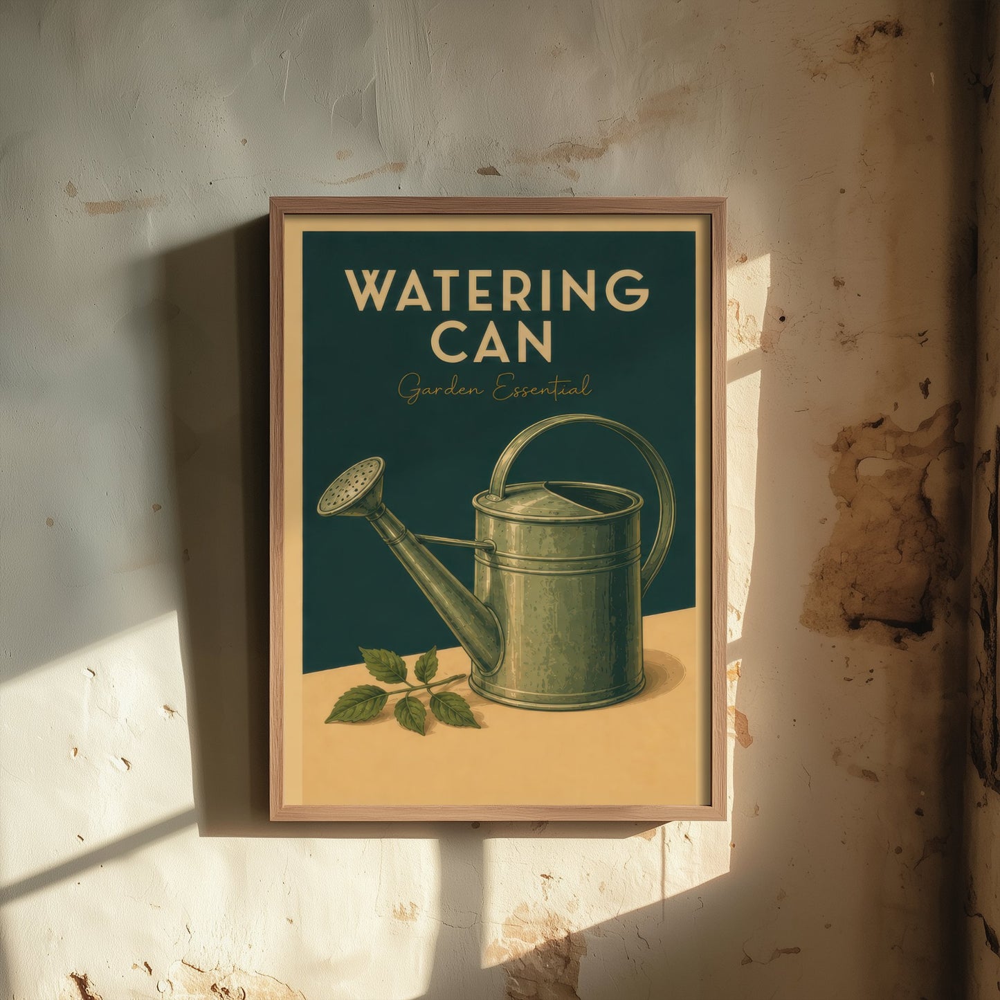 Vintage Watering Can Art Print - Garden Essential Poster - Botanical Illustration - Gardener Wall Art 1/3