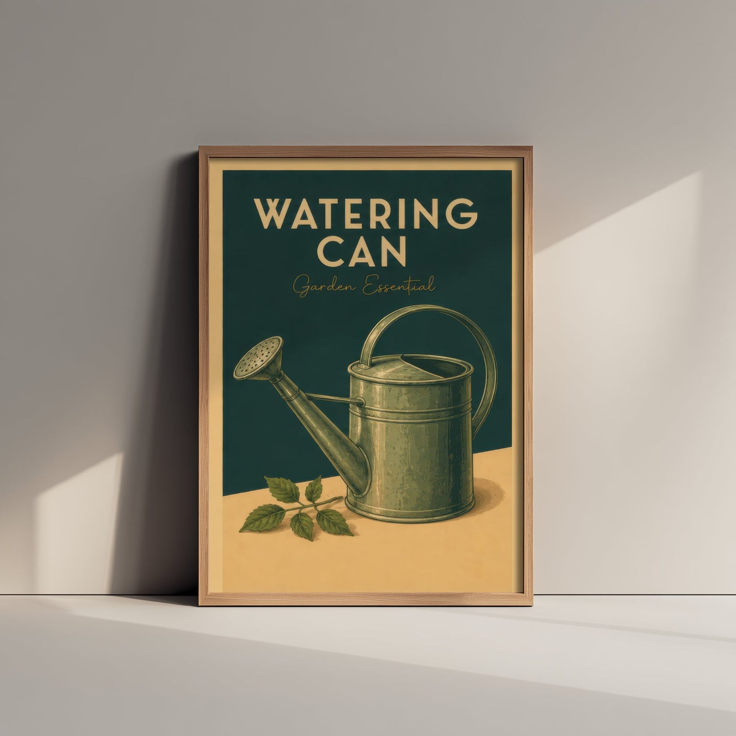 Vintage Watering Can Art Print - Garden Essential Poster - Botanical Illustration - Gardener Wall Art 1/3