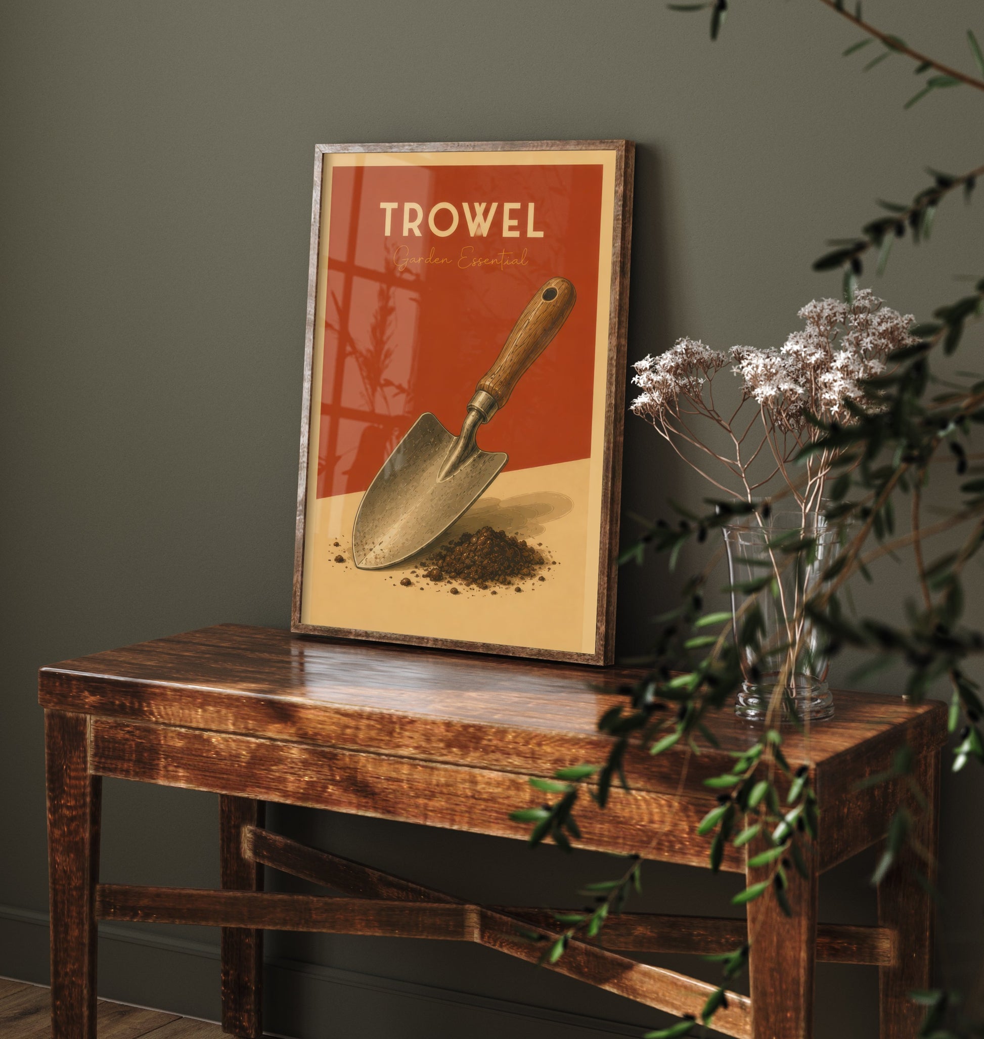 Vintage Trowel Art Print - Garden Essential Poster - Botanical Illustration - Gardener Wall Art 2/3