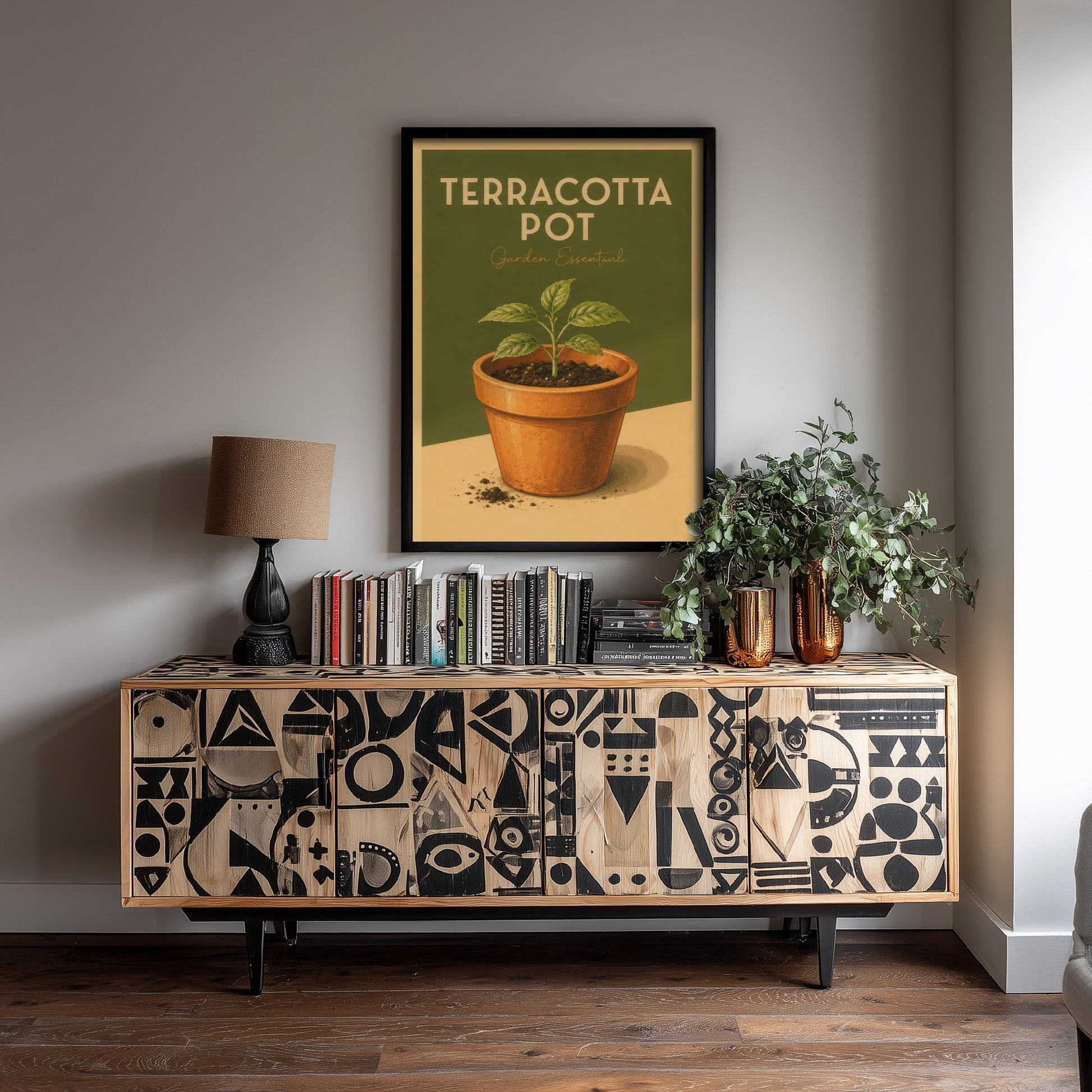 Vintage Terracotta Pot Art Print - Garden Essential Poster - Botanical Illustration - Gardener Wall Art 3/3