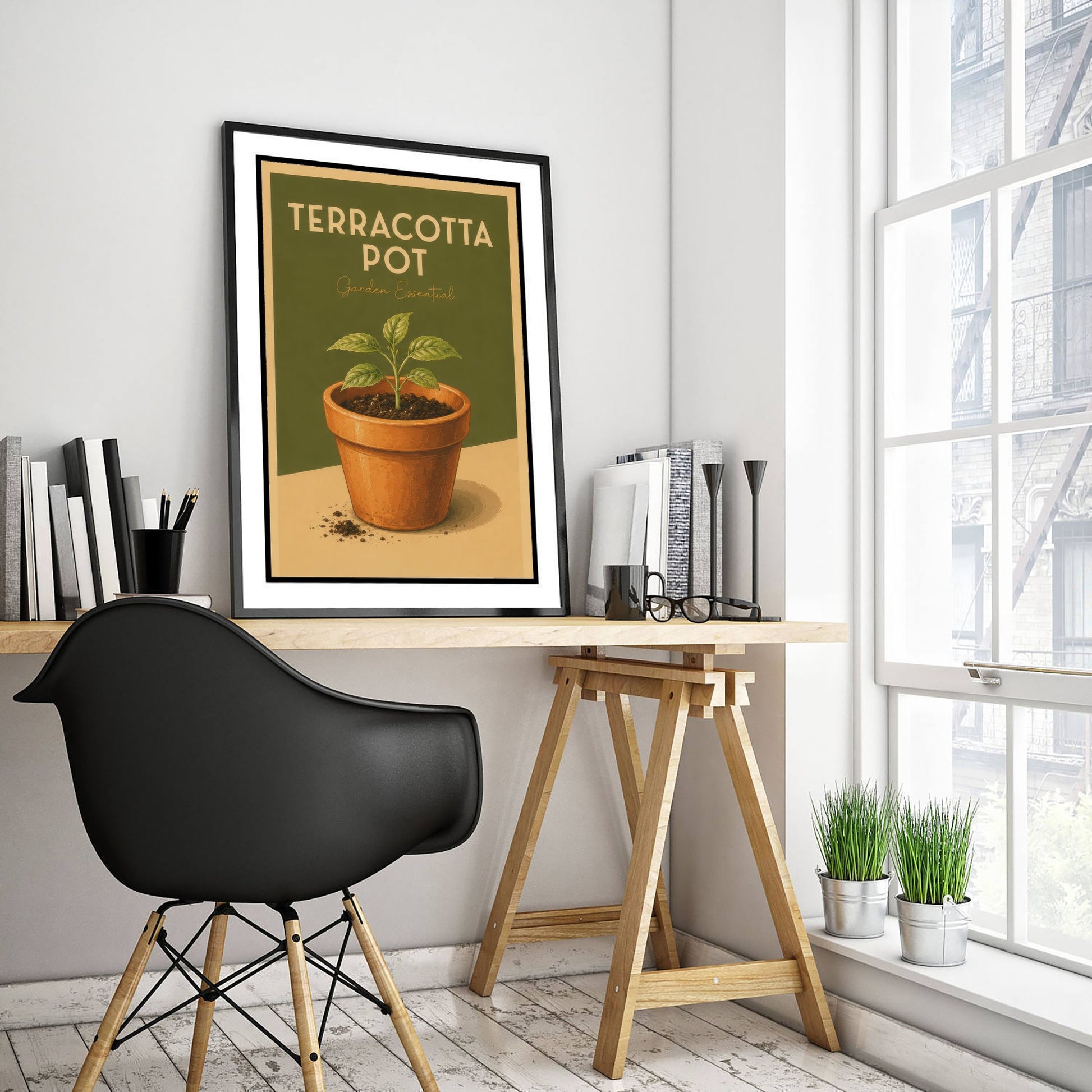 Vintage Terracotta Pot Art Print - Garden Essential Poster - Botanical Illustration - Gardener Wall Art 3/3