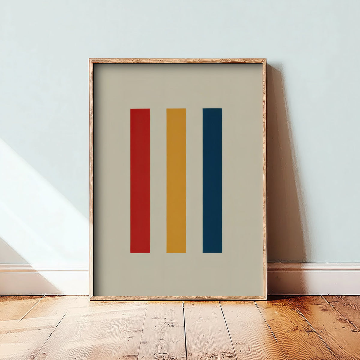 Red Yellow Blue Stripes Art Print - Bauhaus Vertical Bars Poster - Retro Modernist Illustration V1 3/3