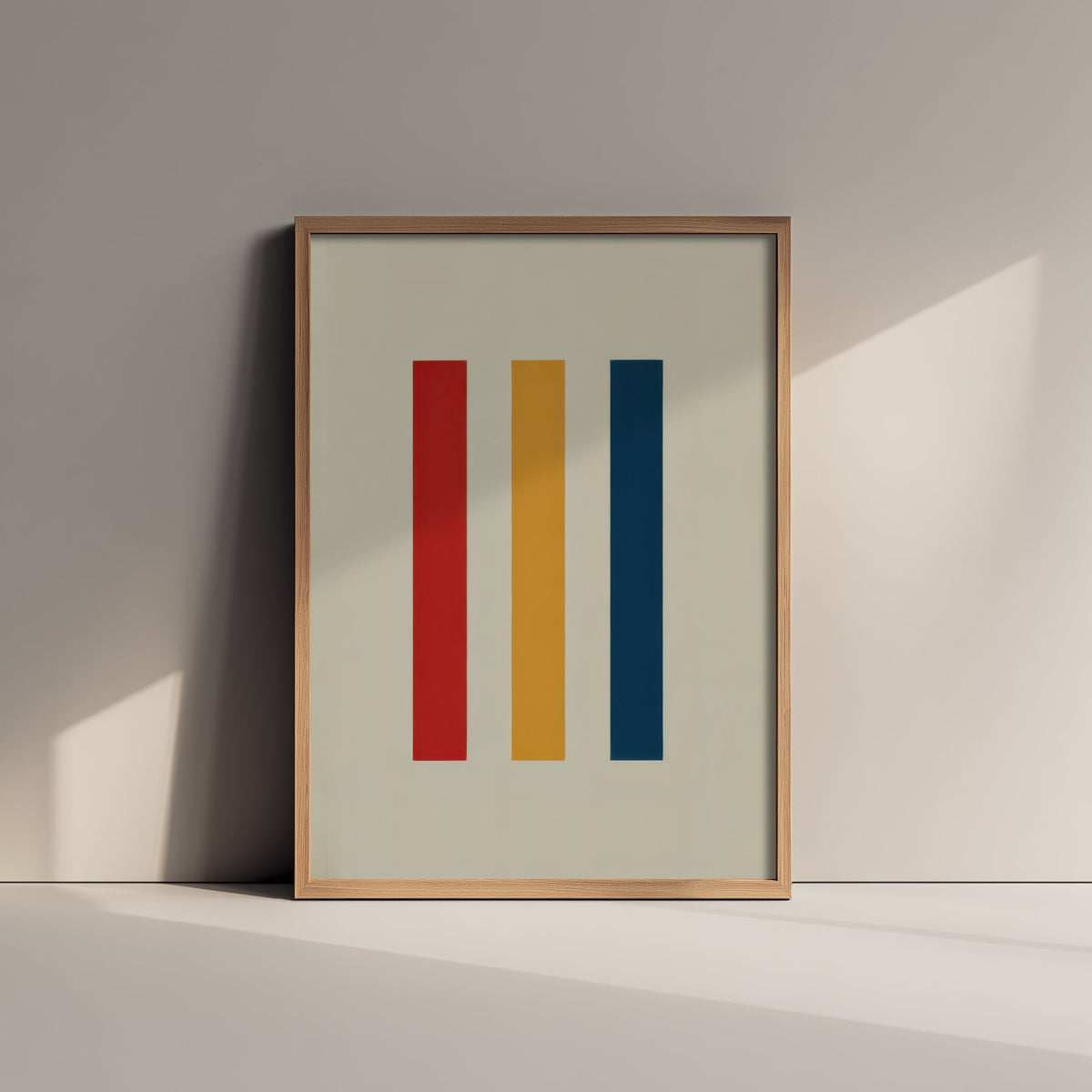 Red Yellow Blue Stripes Art Print - Bauhaus Vertical Bars Poster - Retro Modernist Illustration V1 3/3
