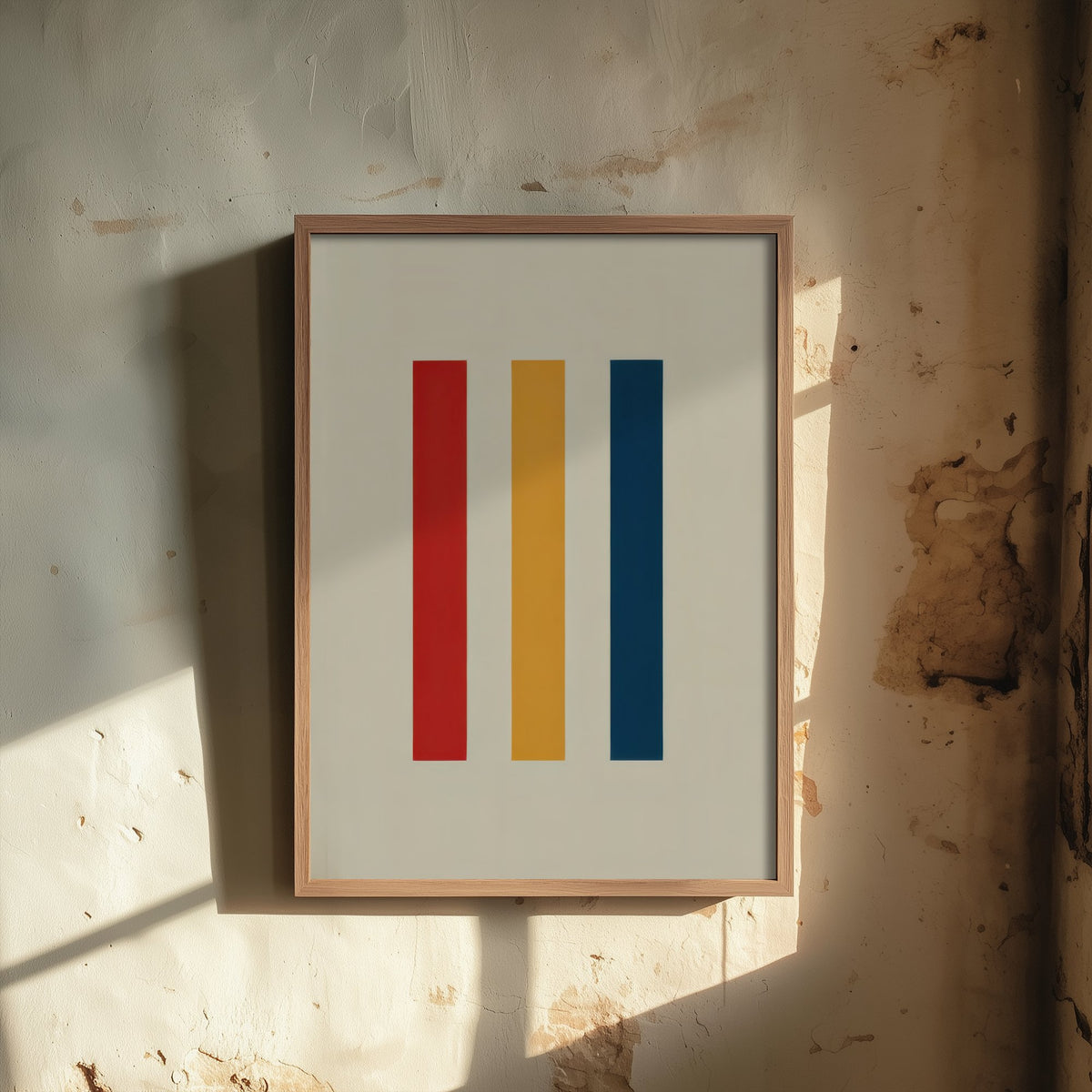 Red Yellow Blue Stripes Art Print - Bauhaus Vertical Bars Poster - Retro Modernist Illustration V1 3/3