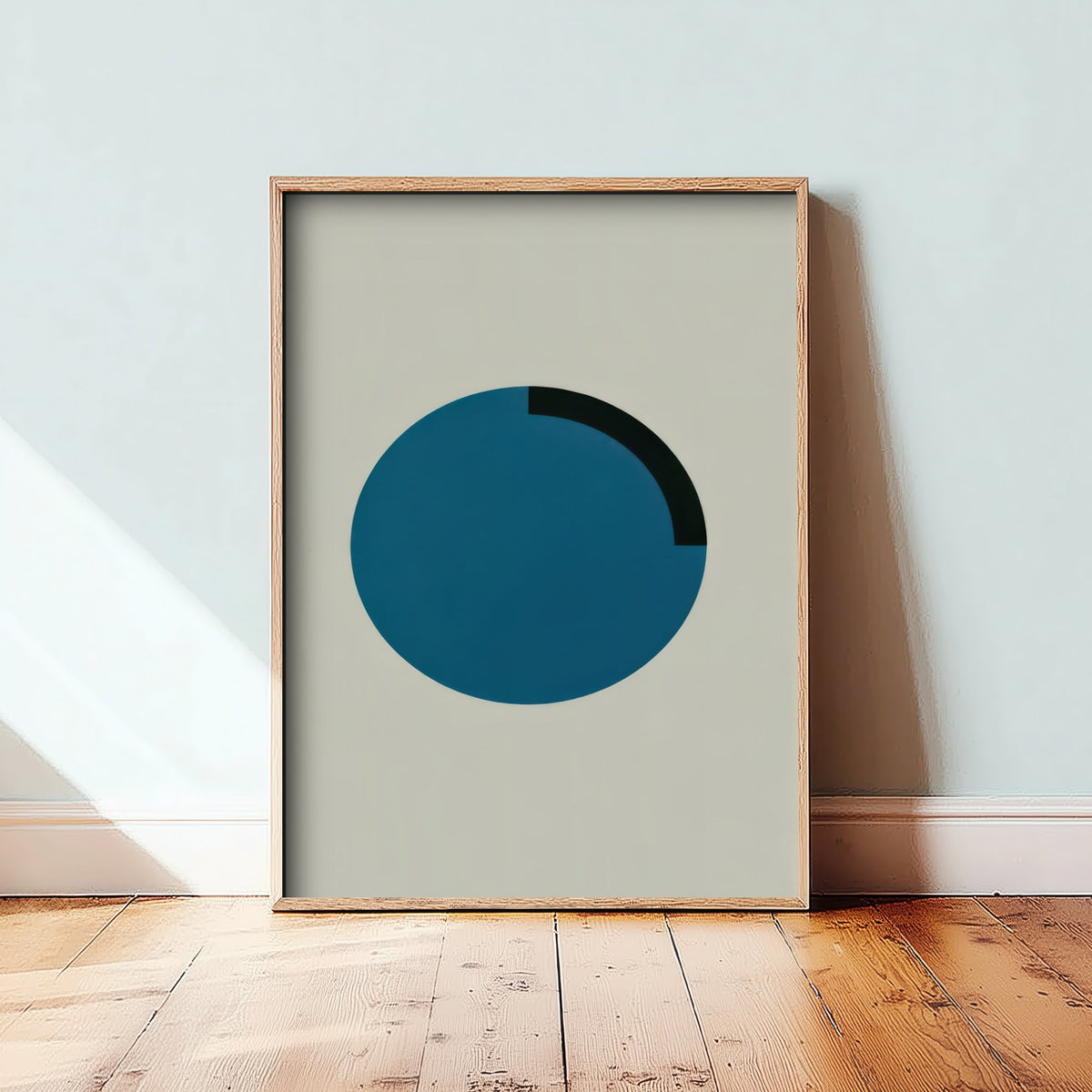 Blue Circle Art Print - Bauhaus Quarter Arc Poster - Minimal Geometric Disc Illustration V2 1/3