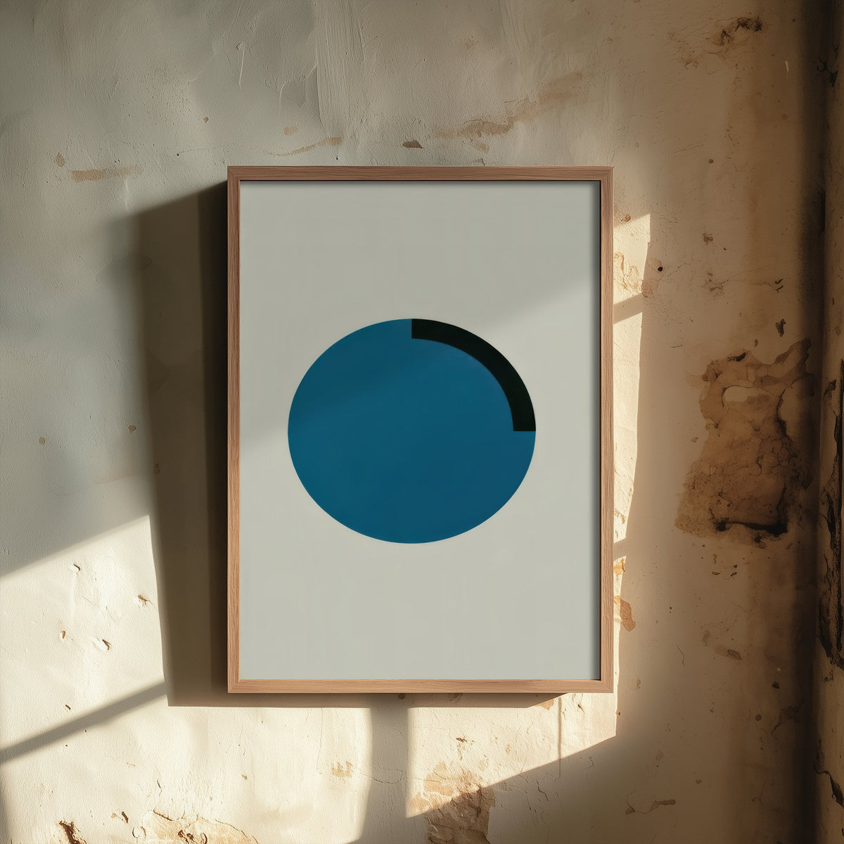 Blue Circle Art Print - Bauhaus Quarter Arc Poster - Minimal Geometric Disc Illustration V2 1/3