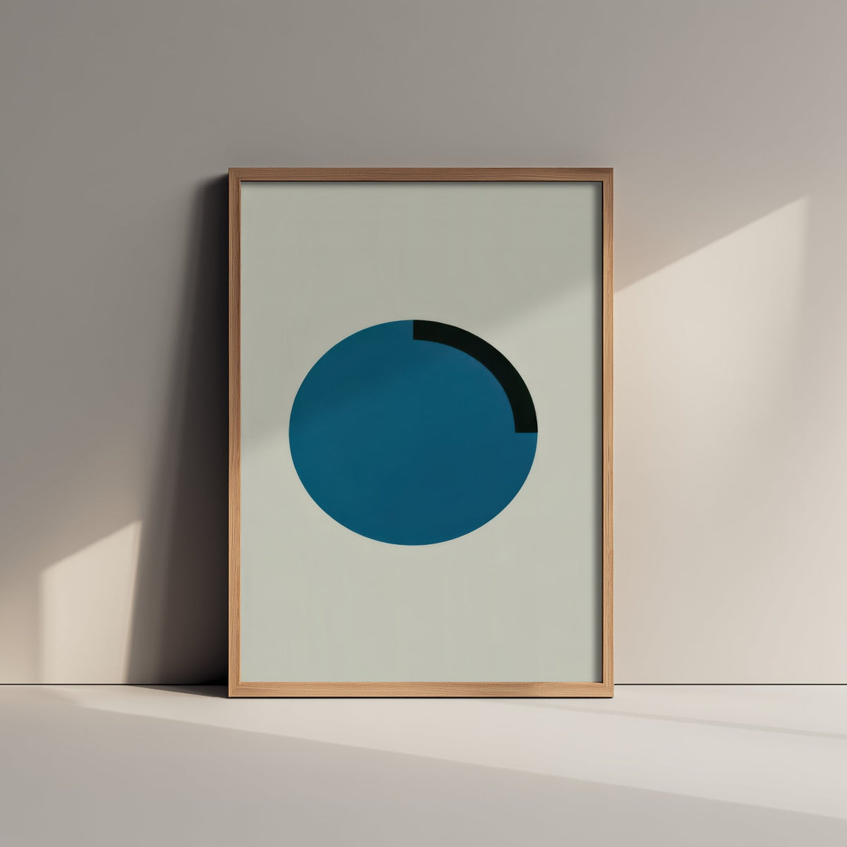 Blue Circle Art Print - Bauhaus Quarter Arc Poster - Minimal Geometric Disc Illustration V2 1/3