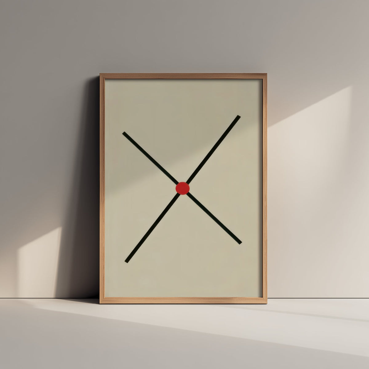 Black Cross Art Print - Red Dot Bauhaus X Poster - Constructivist Line Illustration V2 3/3