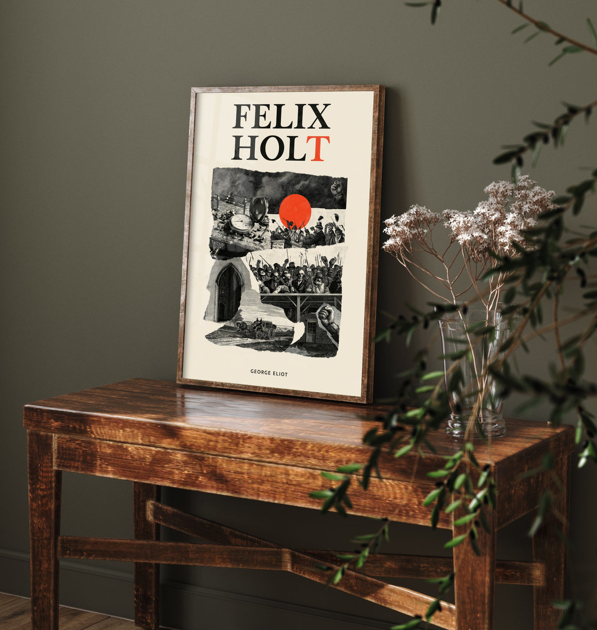 Felix Holt the Radical by George Eliot Art Print - Antique Engraving Collage Book Cover Poster - Victorian Politics Illustration V2