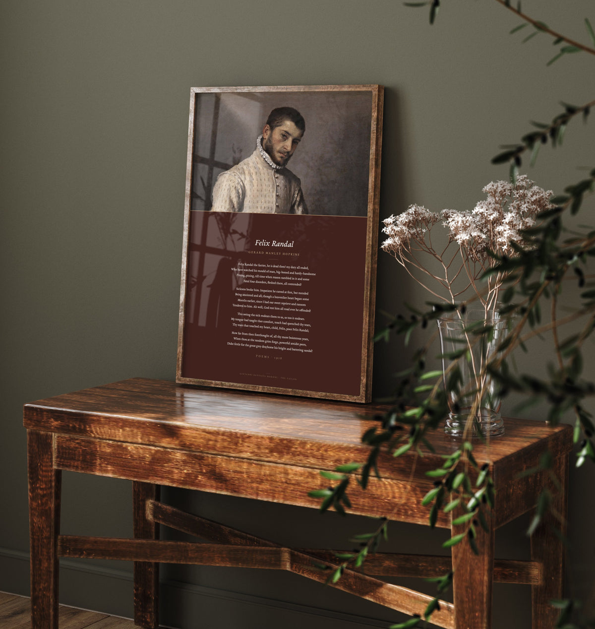 Felix Randal by Gerard Manley Hopkins Art Print - Full Poem beneath The Tailor Renaissance Portrait Painting - Poetry Poster