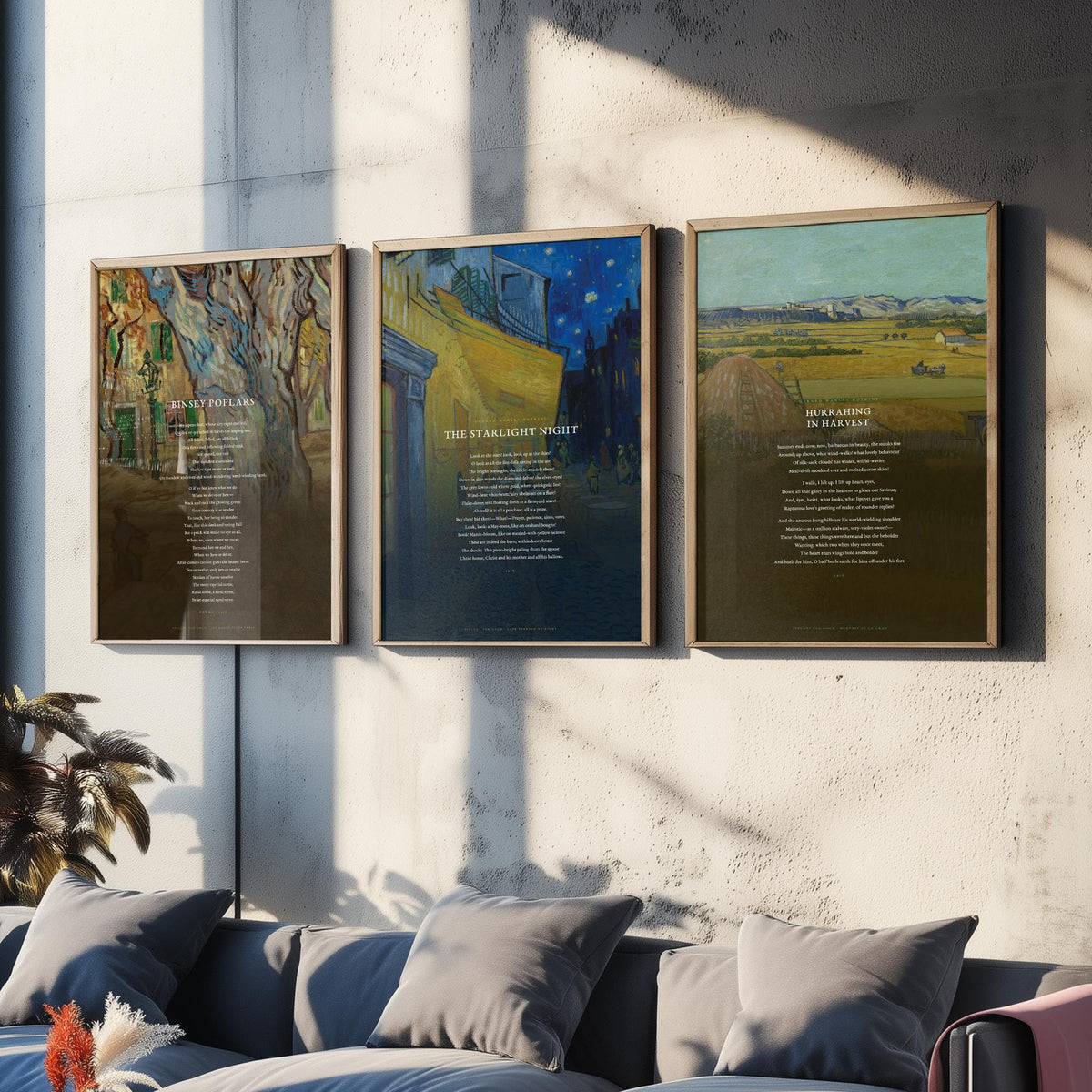 Gerard Manley Hopkins Poems Set of Three Art Prints - The Starlight Night, Hurrahing in Harvest, Binsey Poplars - Van Gogh Painting Poster