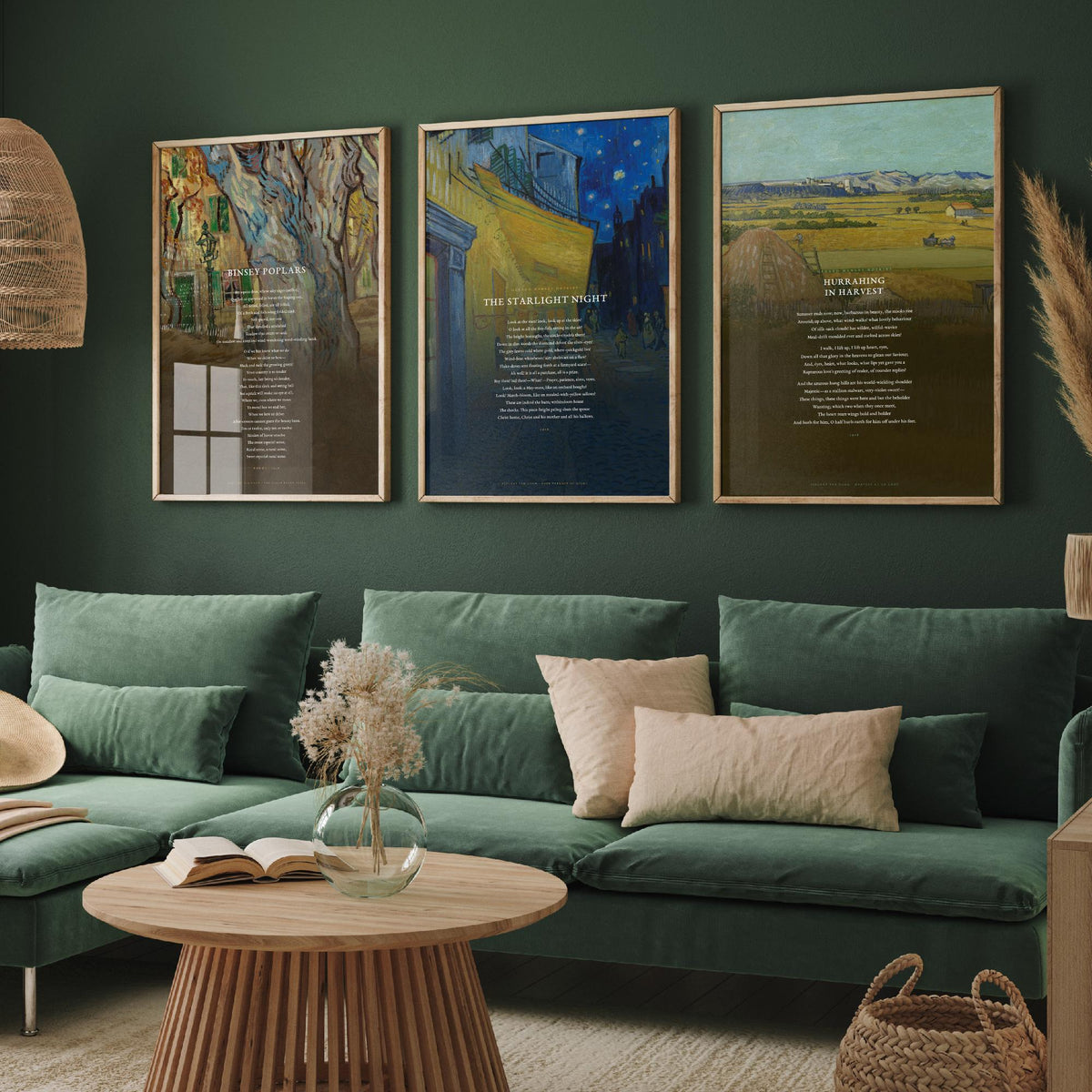Gerard Manley Hopkins Poems Set of Three Art Prints - The Starlight Night, Hurrahing in Harvest, Binsey Poplars - Van Gogh Painting Poster